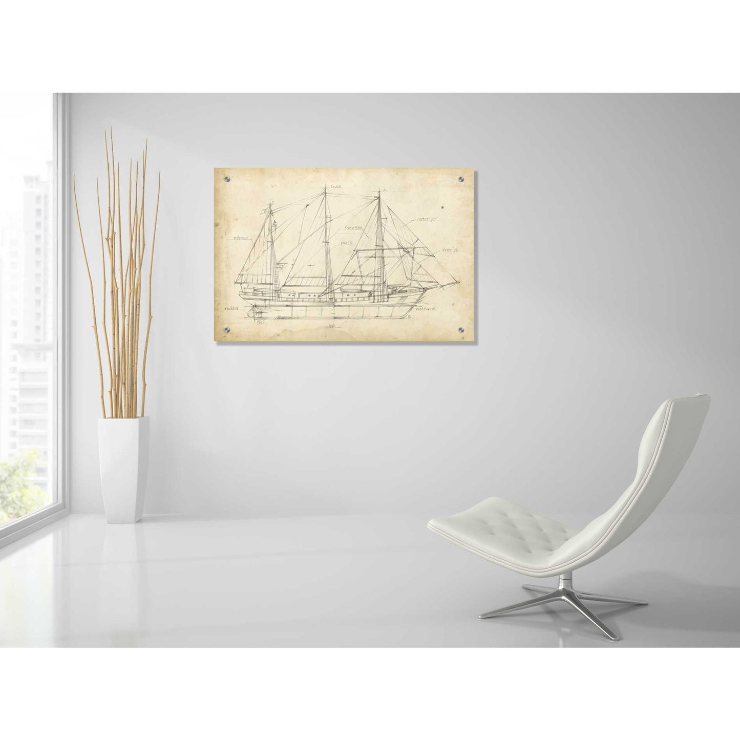 Epic Art 'Sailboat Blueprint II' by Ethan Harper, Acrylic Glass Wall Art,36x24