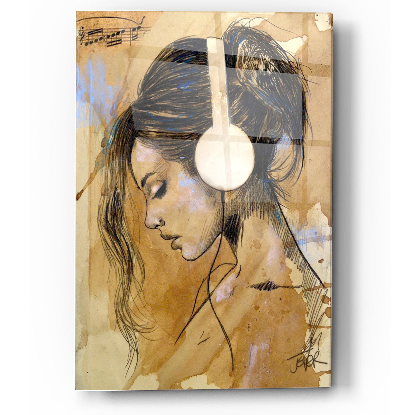 Epic Art 'Listen Listen' by Loui Jover, Acrylic Glass Wall Art,24x36