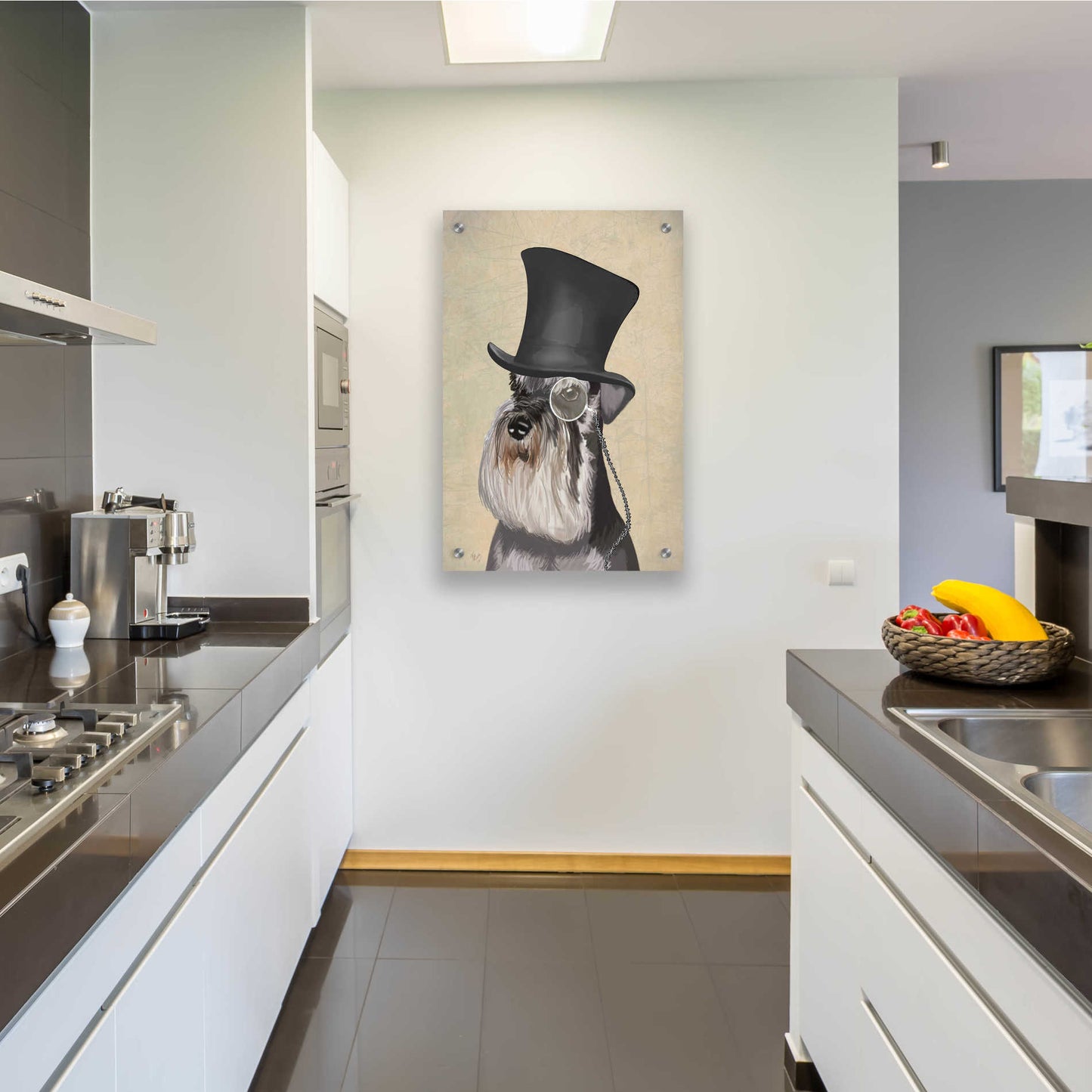 Epic Art 'Schnauzer, Formal Hound and Hat' by Fab Funky, Acrylic Glass Wall Art,24x36