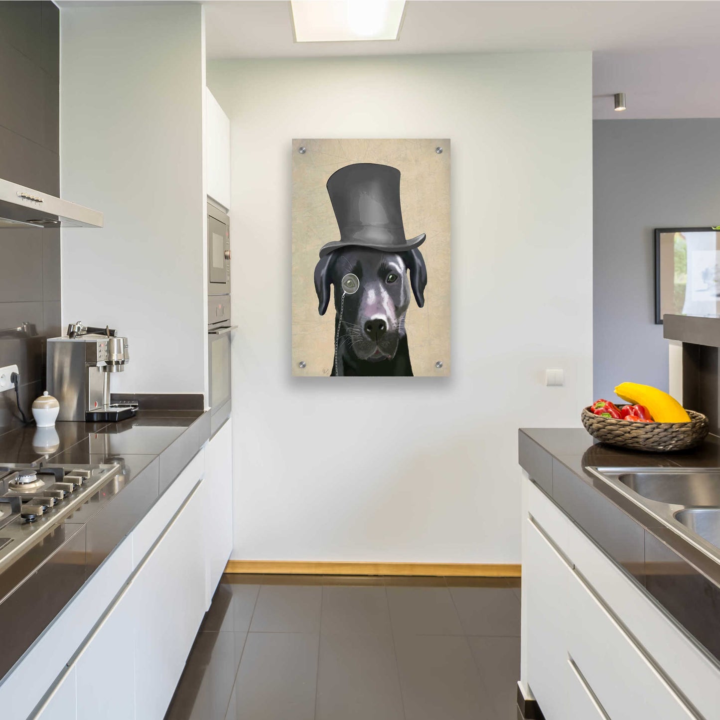 Epic Art 'Black Labrador, Formal Hound and Hat' by Fab Funky, Acrylic Glass Wall Art,24x36
