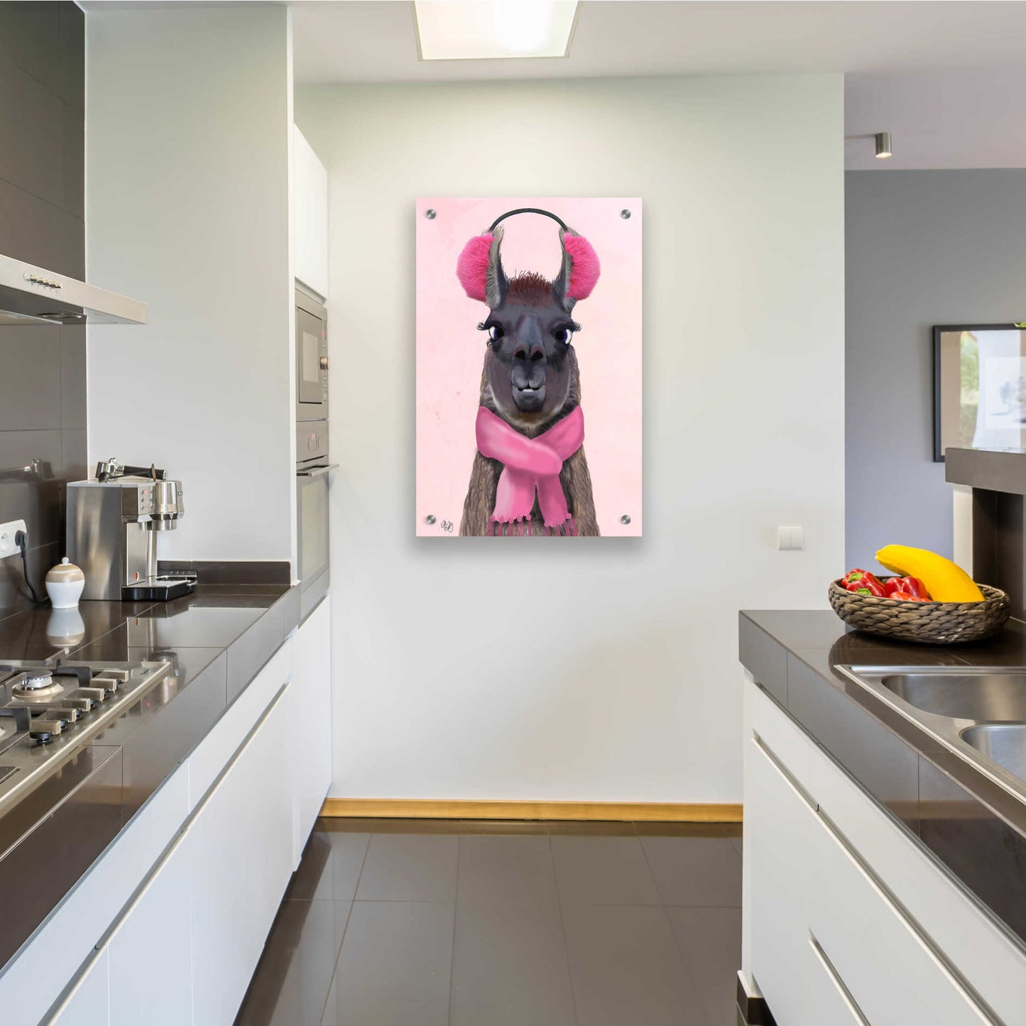 Epic Art 'Chilly Llama Pink' by Fab Funky, Acrylic Glass Wall Art,24x36