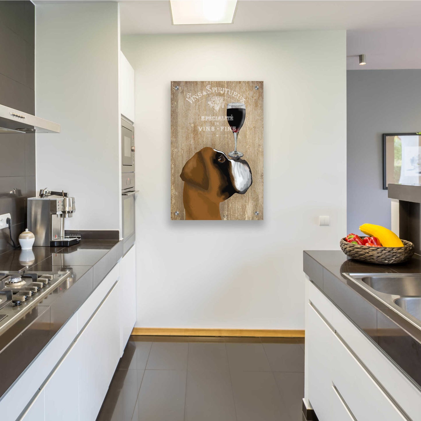 Epic Art 'Dog Au Vin Boxer' by Fab Funky, Acrylic Glass Wall Art,24x36