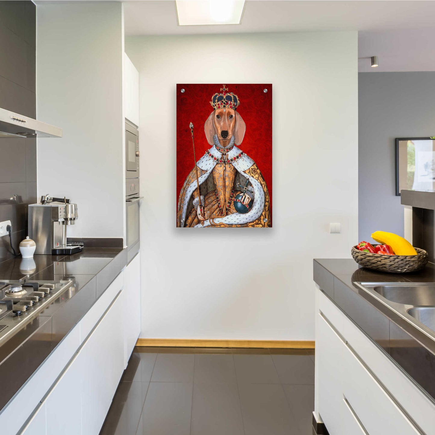 Epic Art 'Dachshund Queen' by Fab Funky, Acrylic Glass Wall Art,24x36
