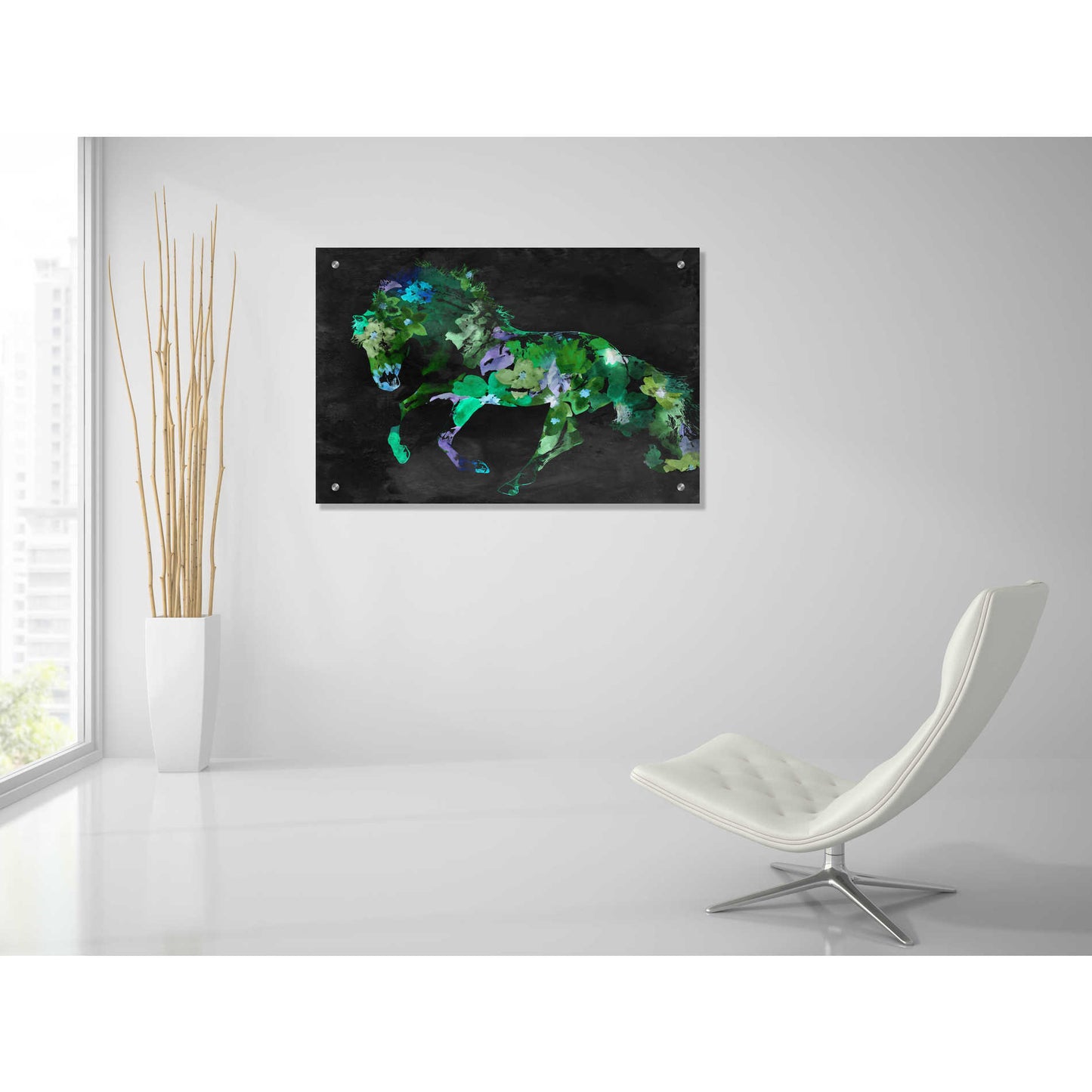 Epic Art 'Beautiful Floral Horse 2-3' by Irena Orlov, Acrylic Glass Wall Art,36x24