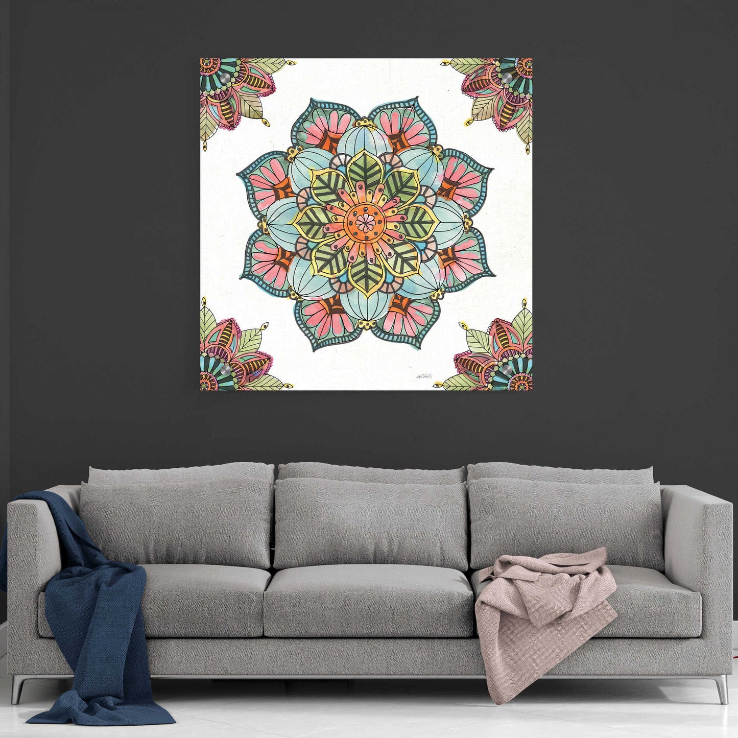 Epic Art 'Mandala Morning V' by Ann Tavoletti, Acrylic Glass Wall Art,36x36