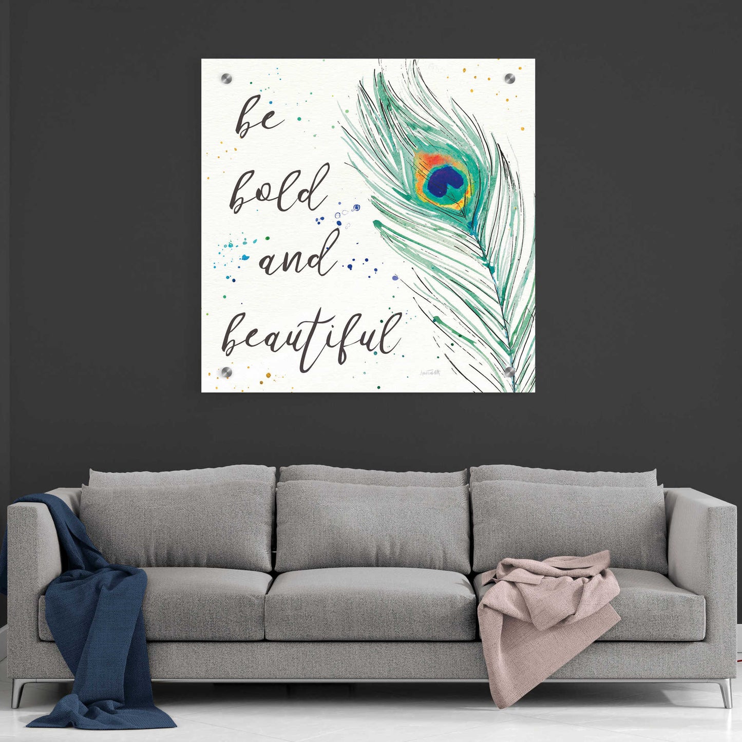 Epic Art 'Peacock Garden VIII' by Ann Tavoletti, Acrylic Glass Wall Art,36x36