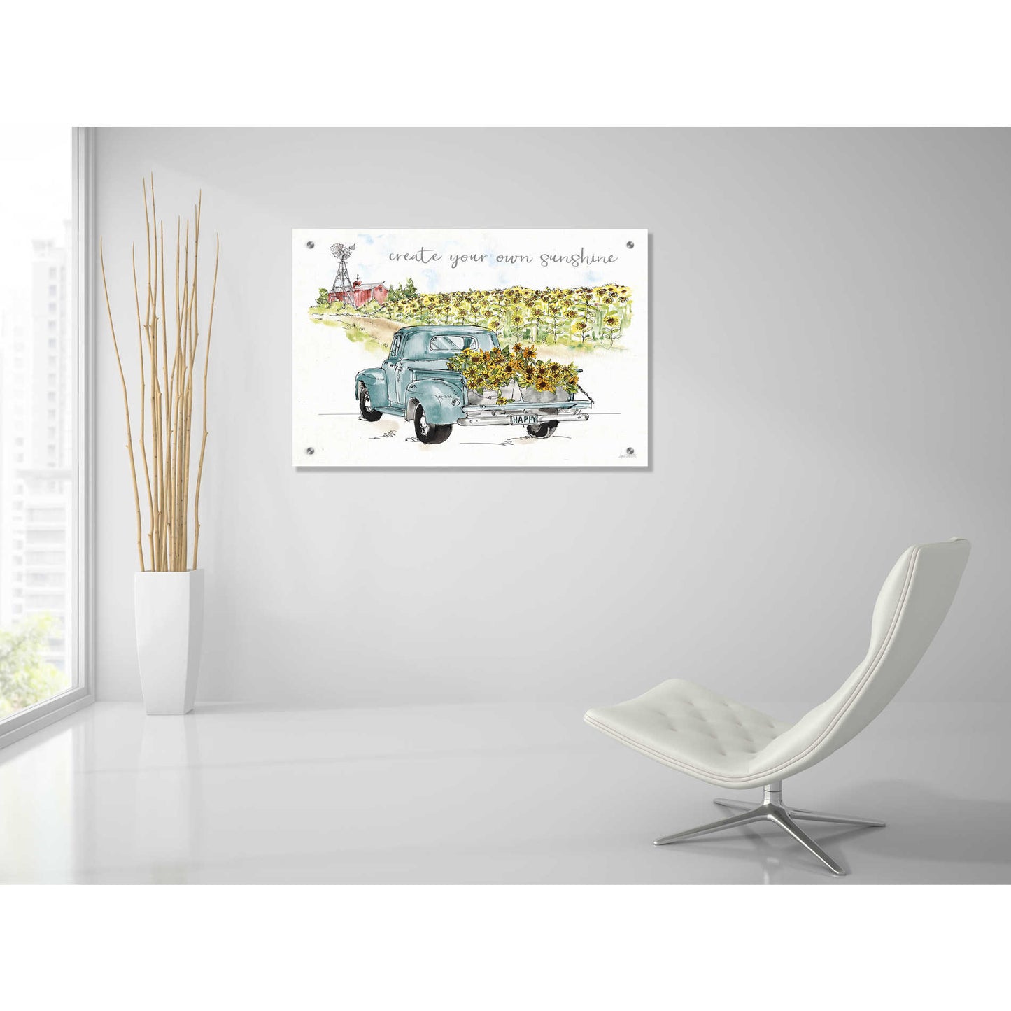 Epic Art 'Sunflower Fields VI' by Ann Tavoletti, Acrylic Glass Wall Art,36x24