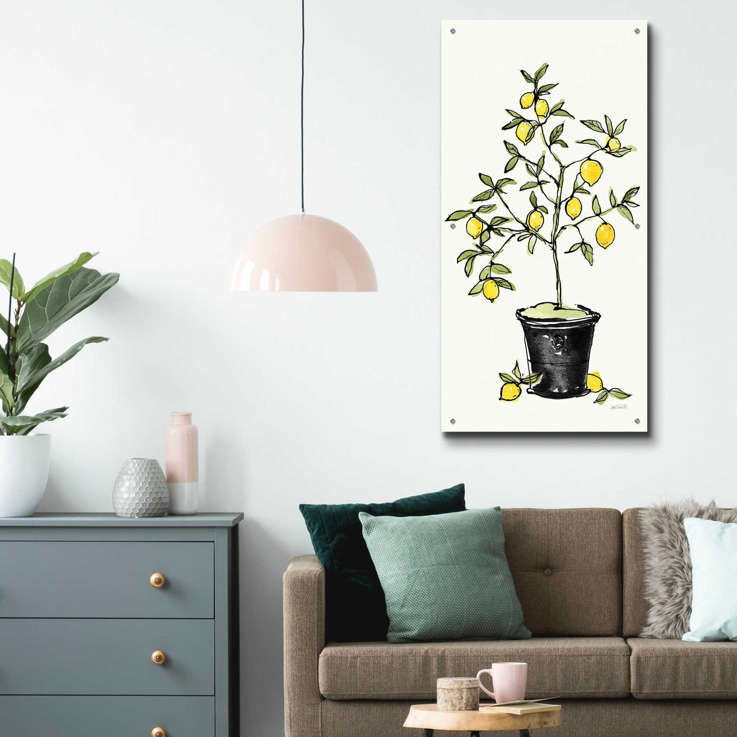 Epic Art 'Citron V' by Ann Tavoletti, Acrylic Glass Wall Art,24x48