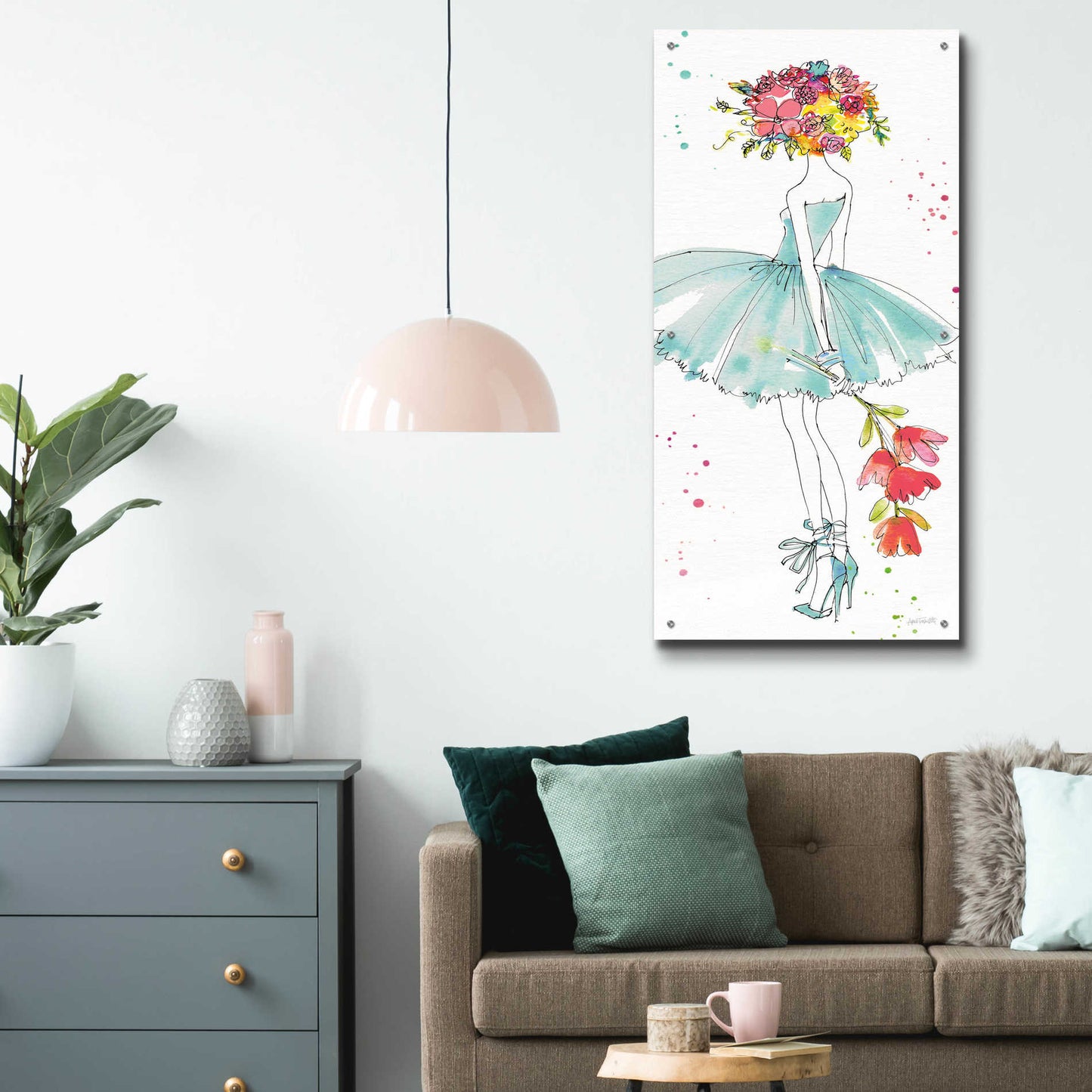 Epic Art 'Floral Figures VI' by Ann Tavoletti, Acrylic Glass Wall Art,24x48
