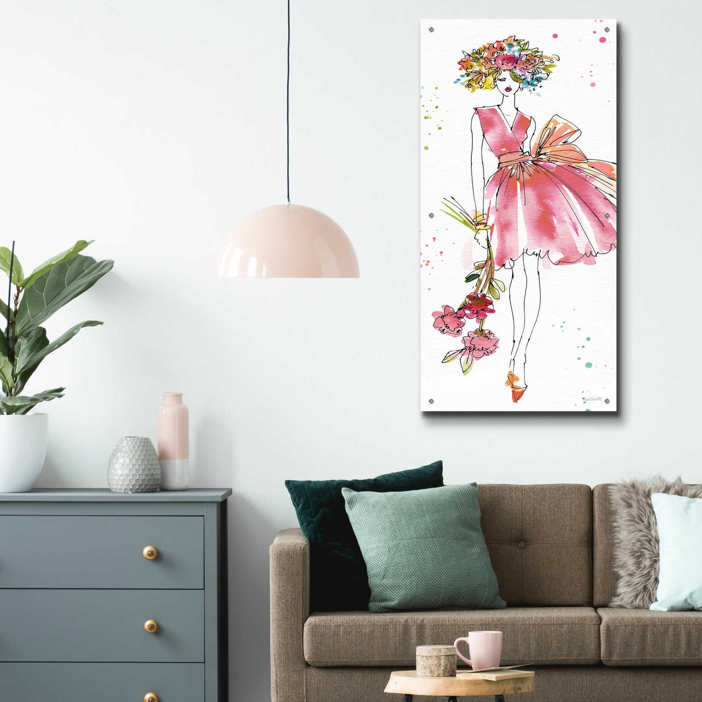 Epic Art 'Floral Figures V' by Ann Tavoletti, Acrylic Glass Wall Art,24x48