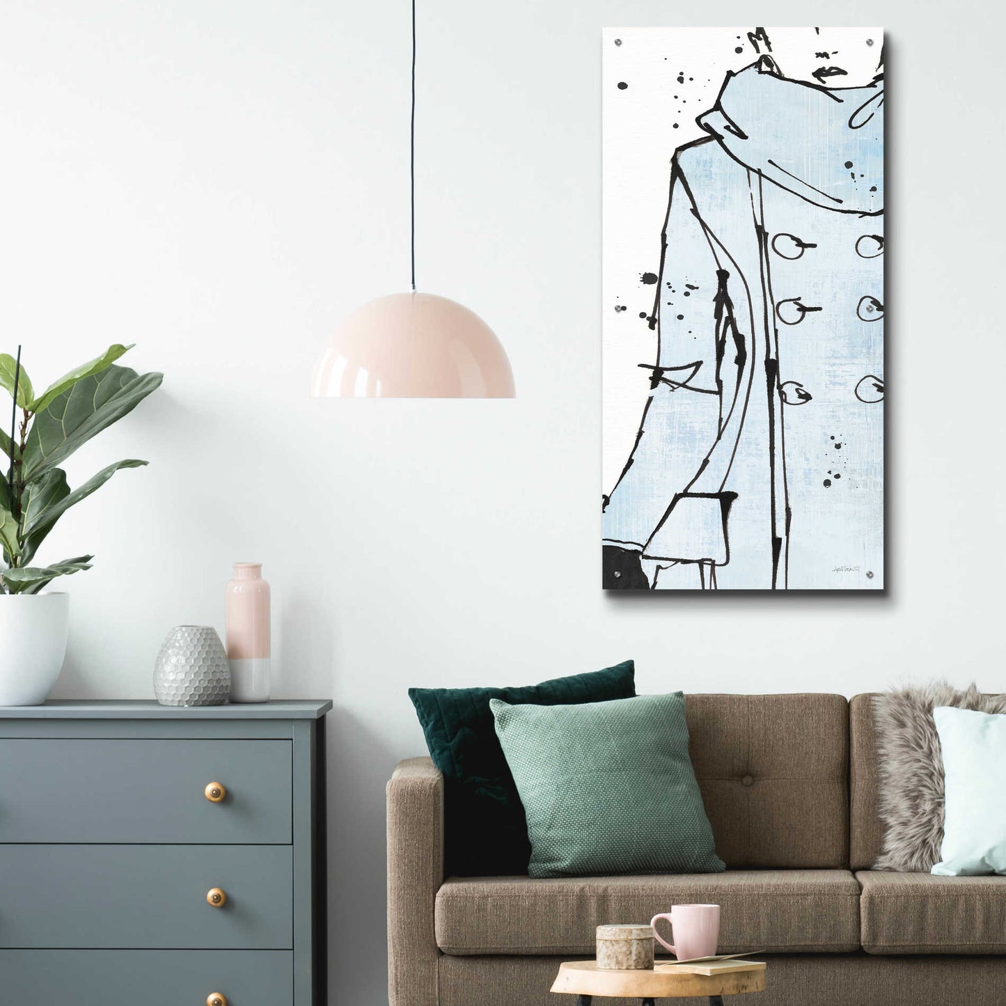 Epic Art 'Fashion Strokes VII Pastel Blue' by Ann Tavoletti, Acrylic Glass Wall Art,24x48