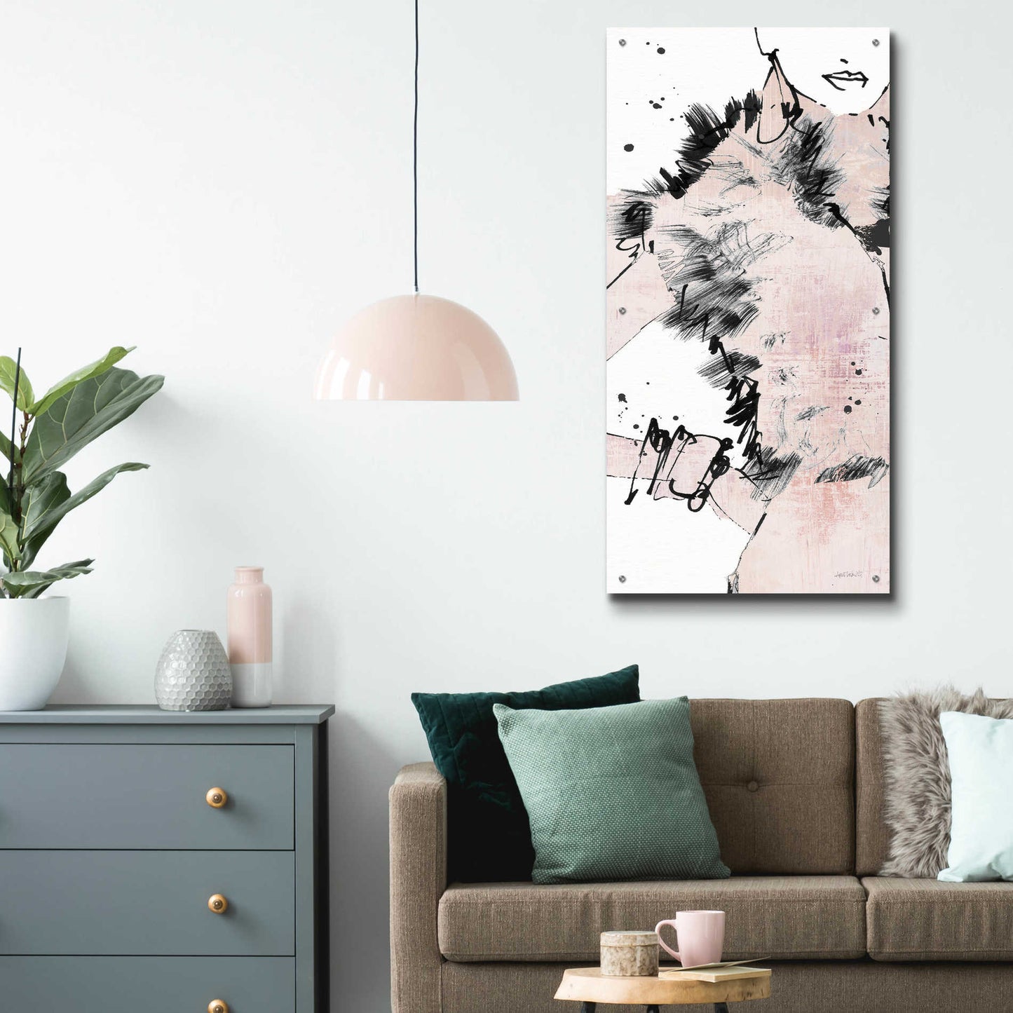 Epic Art 'Fashion Strokes VIII Pastel Pink' by Ann Tavoletti, Acrylic Glass Wall Art,24x48