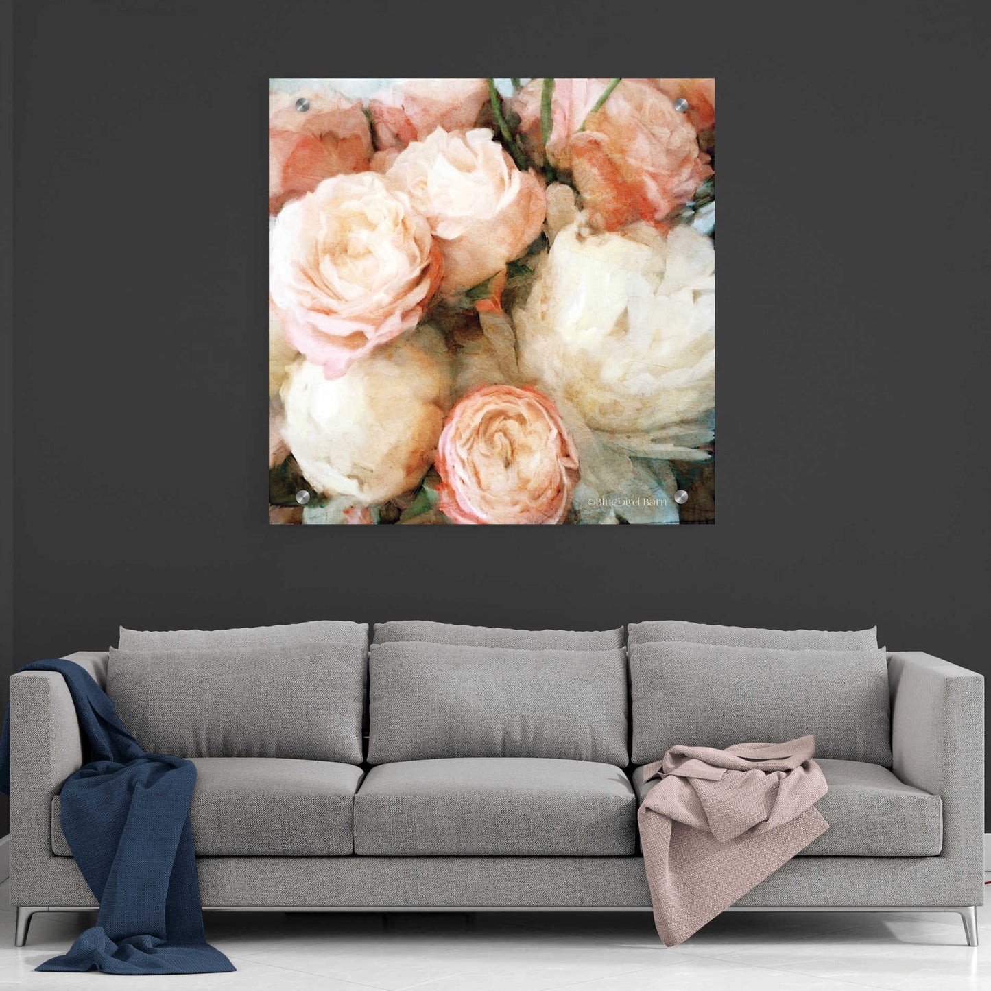 Epic Art 'English Rose Garden' by Bluebird Barn, Acrylic Glass Wall Art,36x36