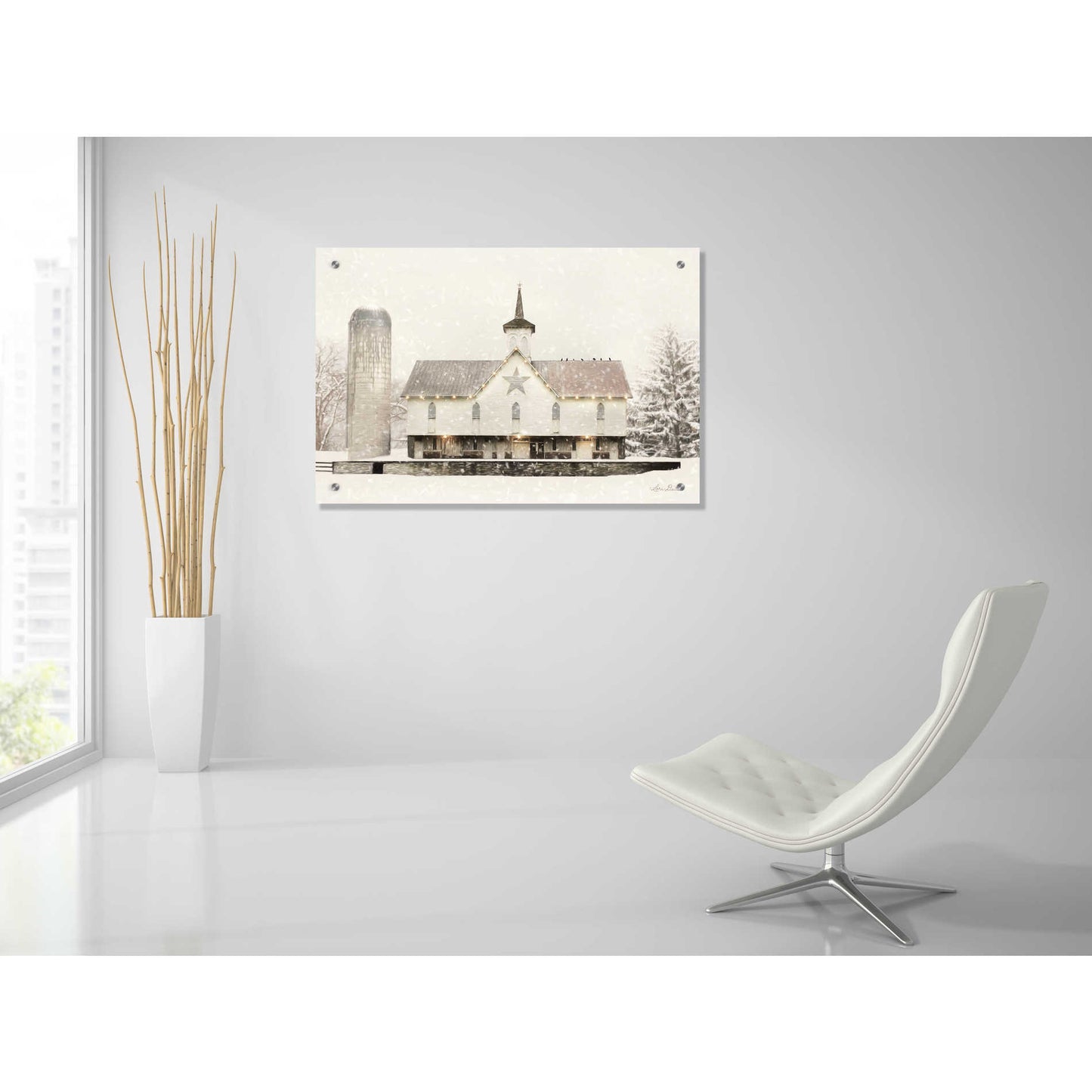 Epic Art 'Christmas Star Barn with Lights' by Lori Deiter, Acrylic Glass Wall Art,36x24