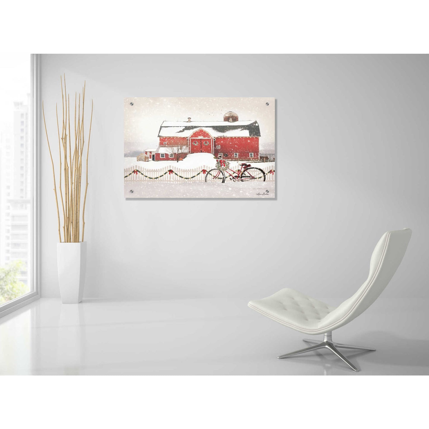 Epic Art 'Christmas Barn and Bike' by Lori Deiter, Acrylic Glass Wall Art,36x24