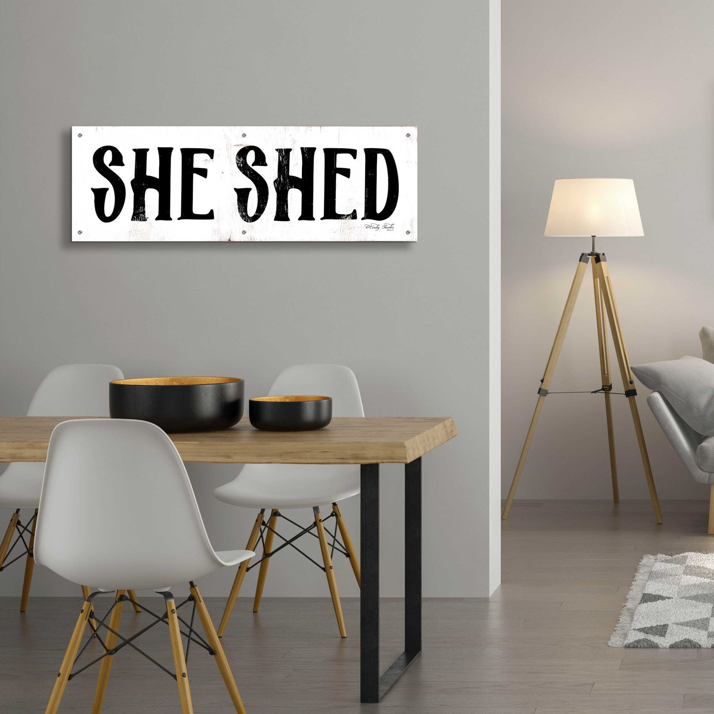 Epic Art 'She Shed' by Cindy Jacobs, Acrylic Glass Wall Art,48x16