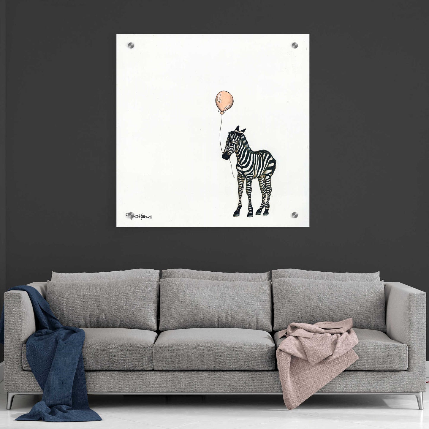 Epic Art 'Nursery Zebra' by Britt Hallowell, Acrylic Glass Wall Art,36x36