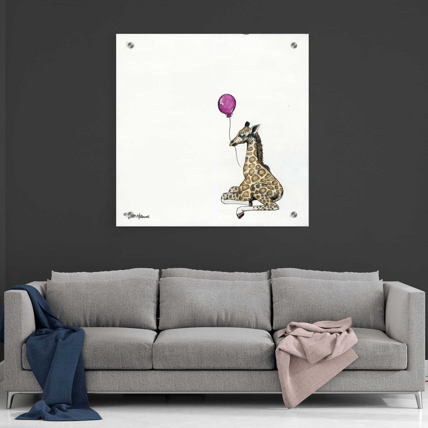 Epic Art 'Nursery Giraffe' by Britt Hallowell, Acrylic Glass Wall Art,36x36