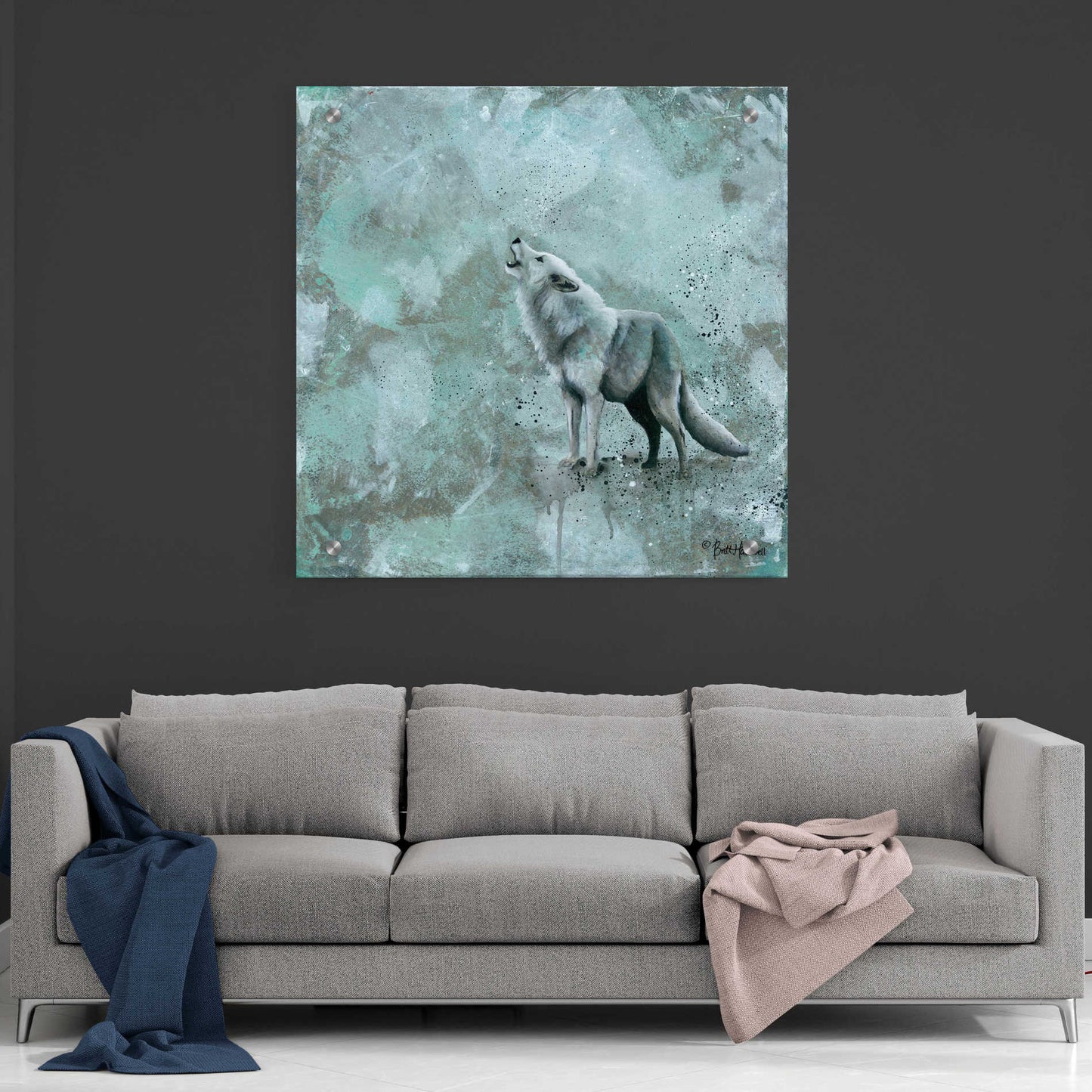 Epic Art 'Simplicity Wolf' by Britt Hallowell, Acrylic Glass Wall Art,36x36