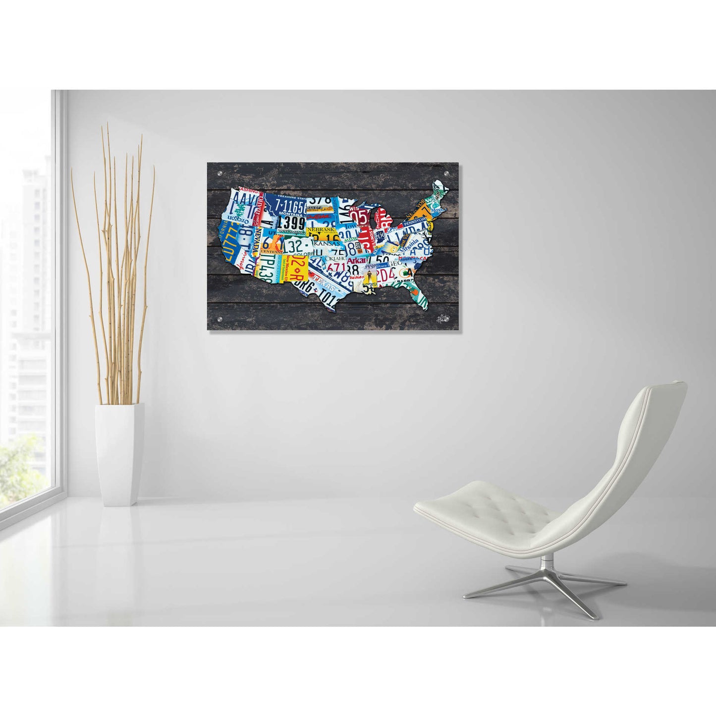 Epic Art 'USA License Plate Map' by Britt Hallowell, Acrylic Glass Wall Art,36x24