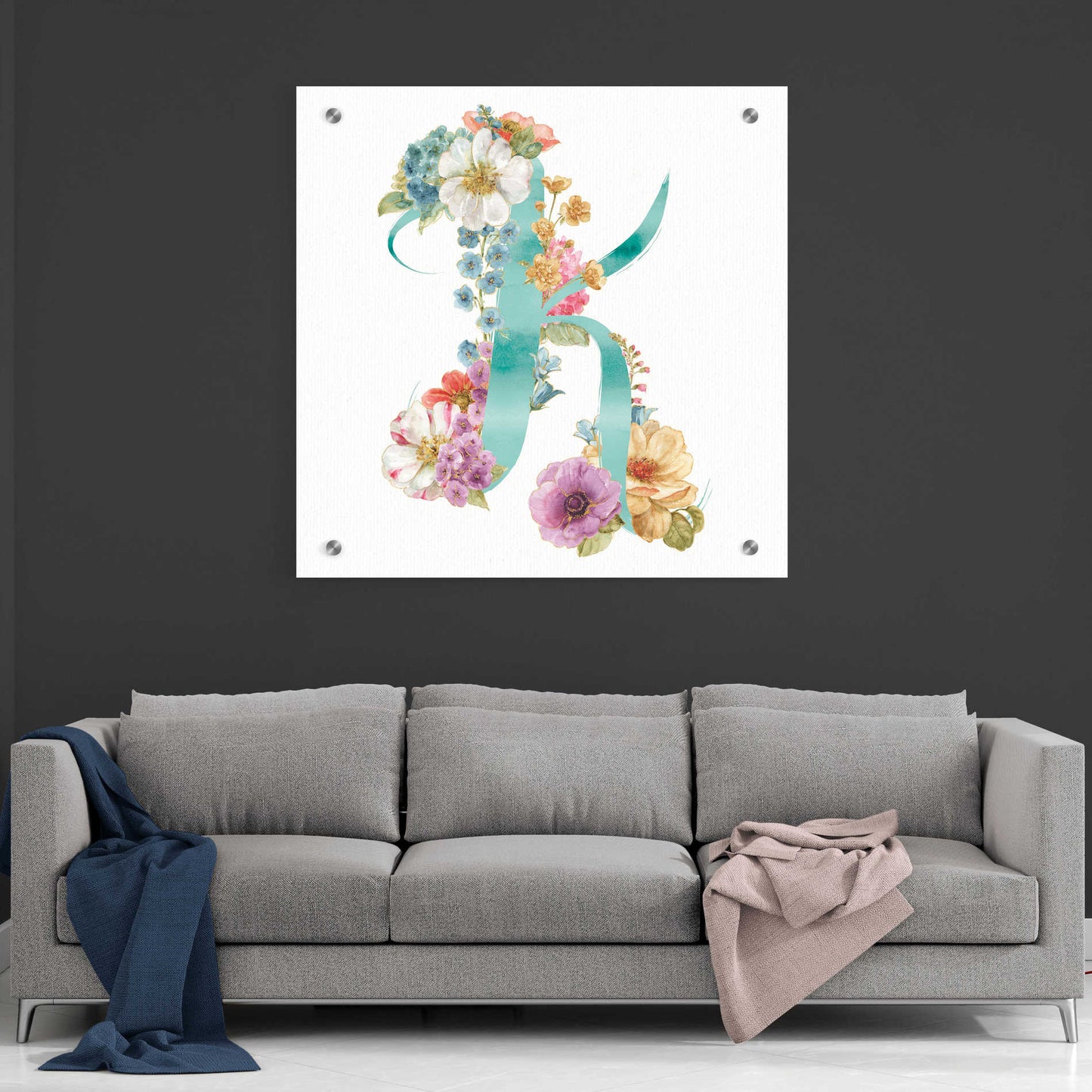 Epic Art 'Rainbow Seeds Monogram K,' by Lisa Audit, Acrylic Glass Wall Art,36x36