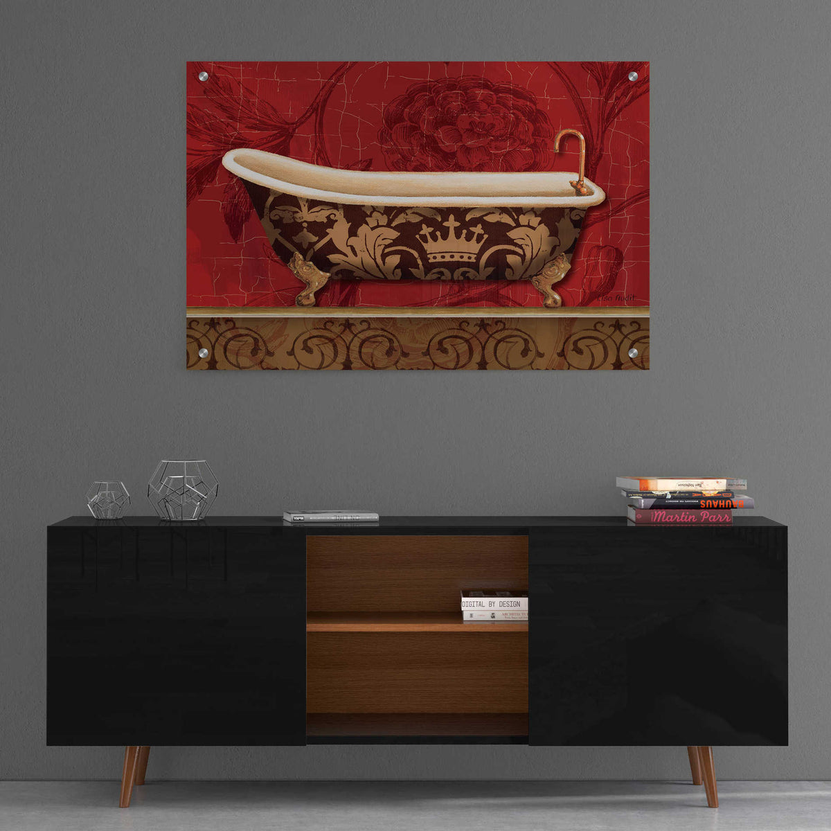 Epic Art 'Royal Red Bath II,' by Lisa Audit, Acrylic Glass Wall Art,36x24