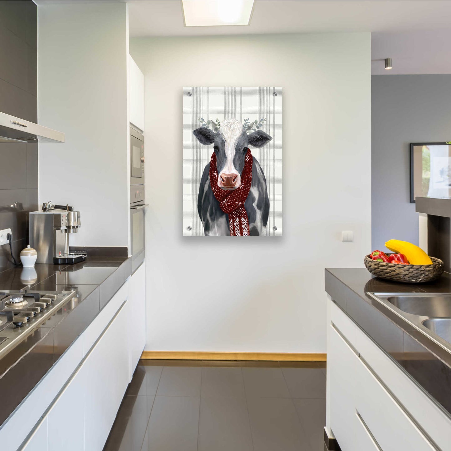 Epic Art 'Yuletide Cow II' by Victoria Borges, Acrylic Wall Art,24x36