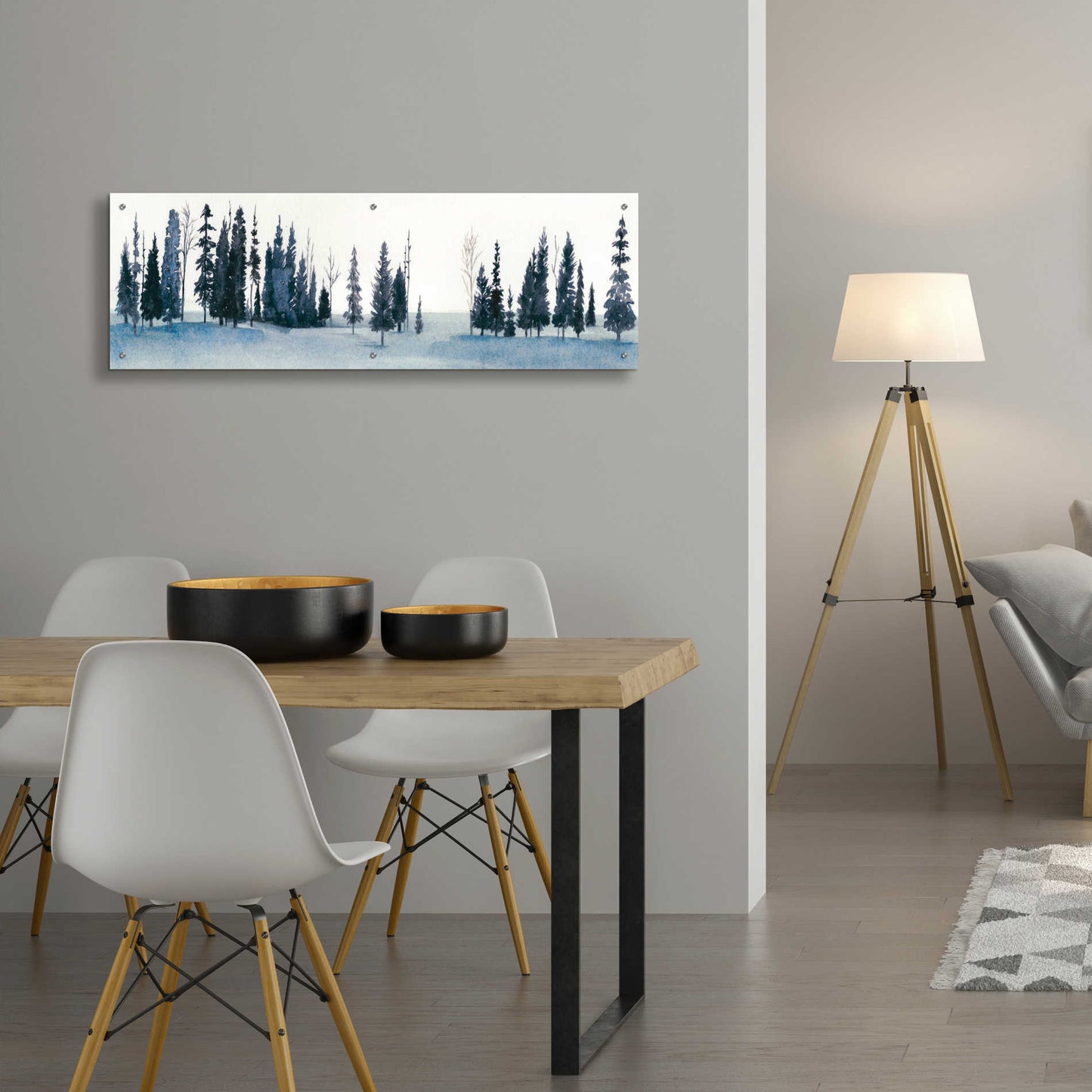 Epic Art 'Sapphire Grove I' by Grace Popp, Acrylic Wall Glass,48x16