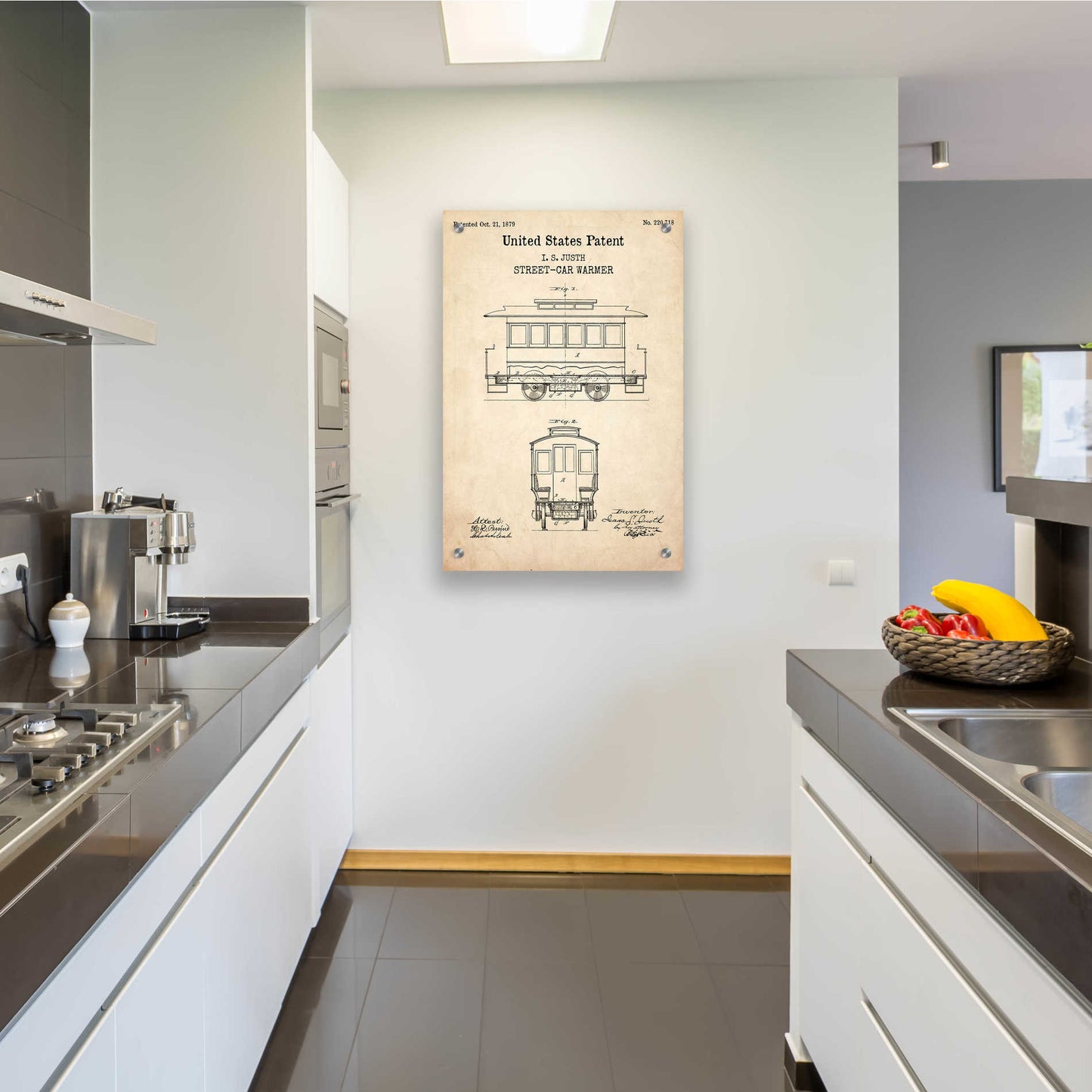 Epic Art 'Streetcar Blueprint Patent Parchment,' Acrylic Glass Wall Art,24x36