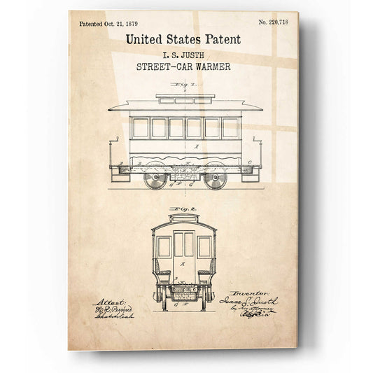 Epic Art 'Streetcar Blueprint Patent Parchment,' Acrylic Glass Wall Art