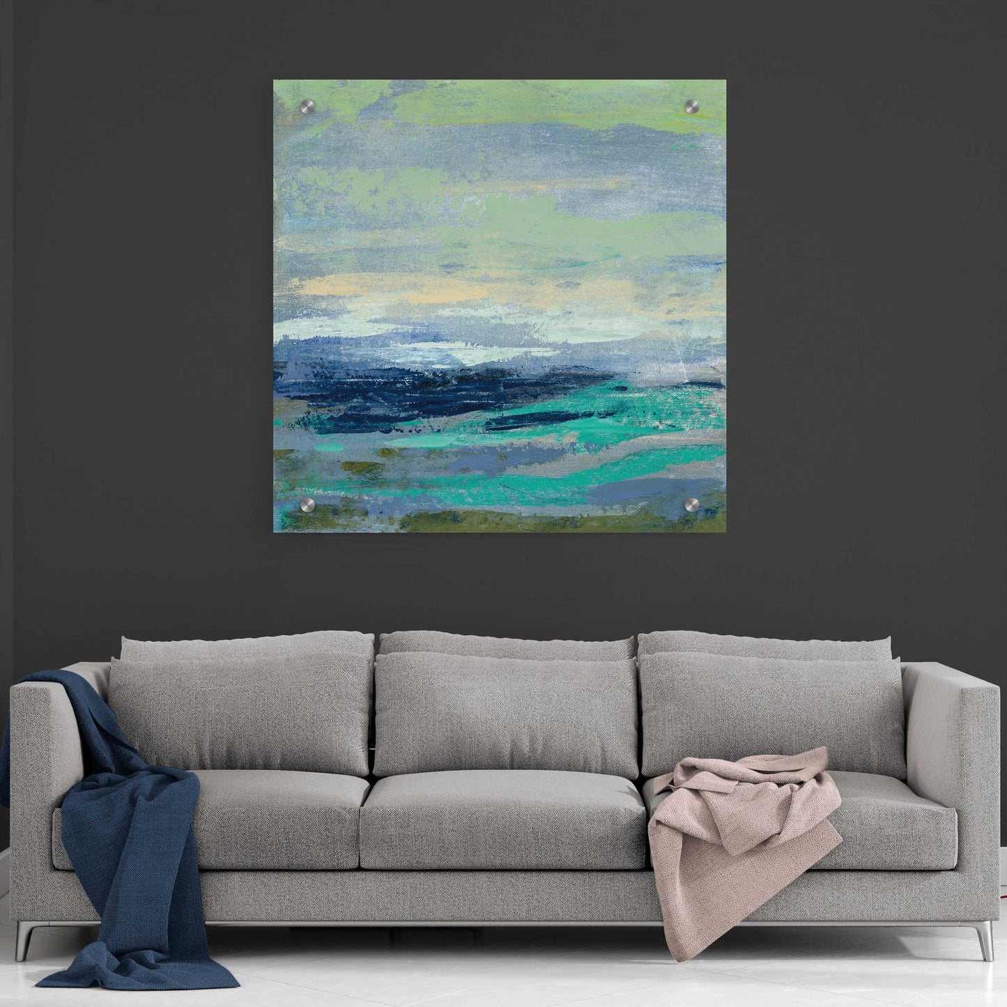 Epic Art 'Teal Wave I' by Silvia Vassileva, Acrylic Glass Wall Art,36x36