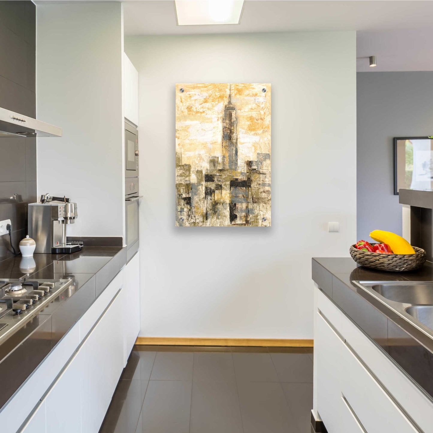 Epic Art 'Manhattan Gray and Gold II' by Silvia Vassileva, Acrylic Glass Wall Art,24x36