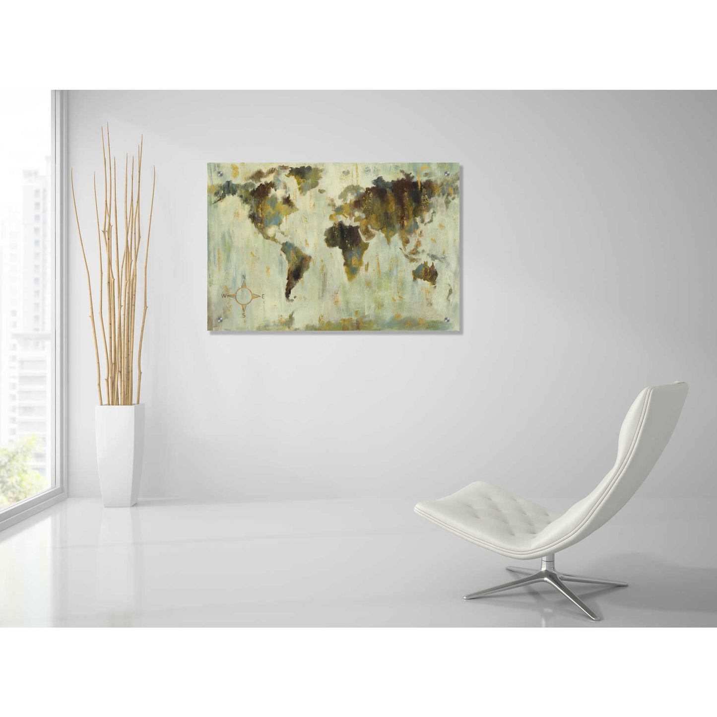 Epic Art 'Bronze World Map' by Silvia Vassileva, Acrylic Glass Wall Art,36x24