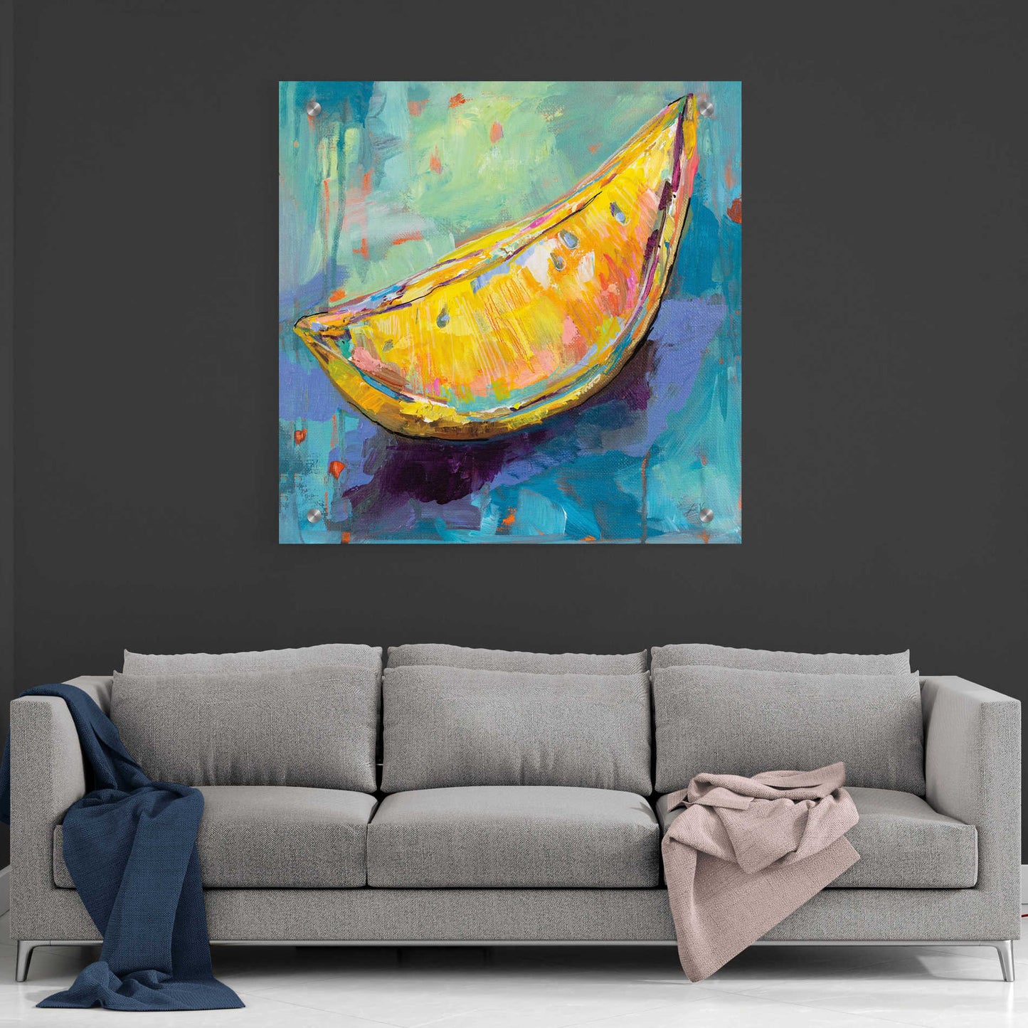 Epic Art 'Lemon Wedge' by Jeanette Vertentes, Acrylic Glass Wall Art,36x36
