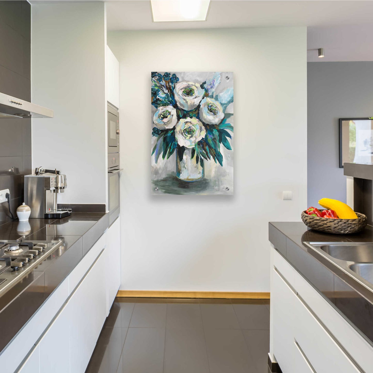 Epic Art 'White Roses Bouquet' by Jeanette Vertentes, Acrylic Glass Wall Art,24x36