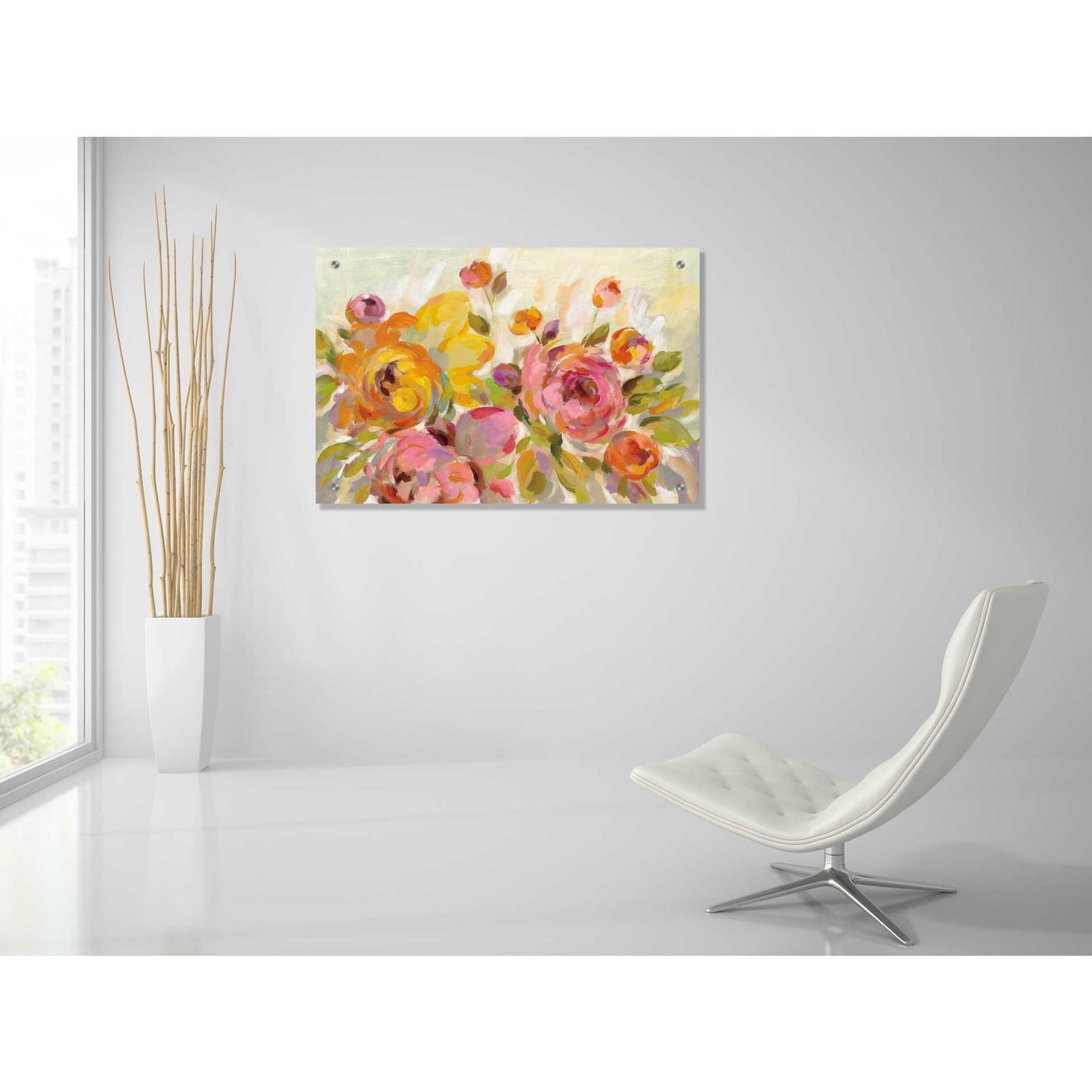 Epic Art 'Brushy Peonies' by Silvia Vassileva, Acrylic Glass Wall Art,36x24