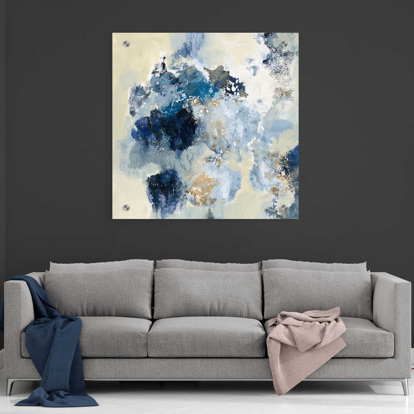Epic Art 'Indigo Monotype' by Silvia Vassileva, Acrylic Glass Wall Art,36x36