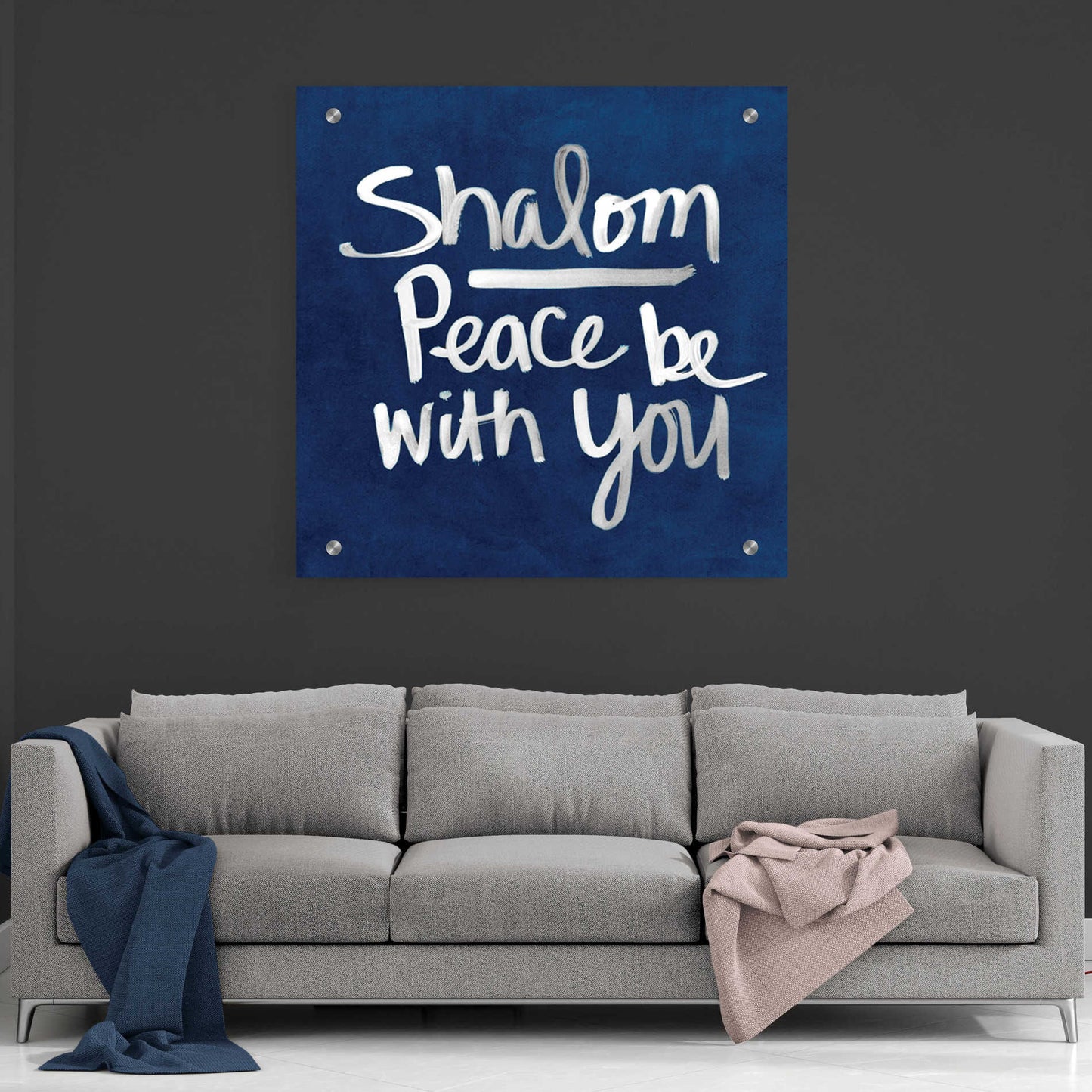 Epic Art 'Shalom - Hanukkah' by Linda Woods, Acrylic Glass Wall Art,36x36