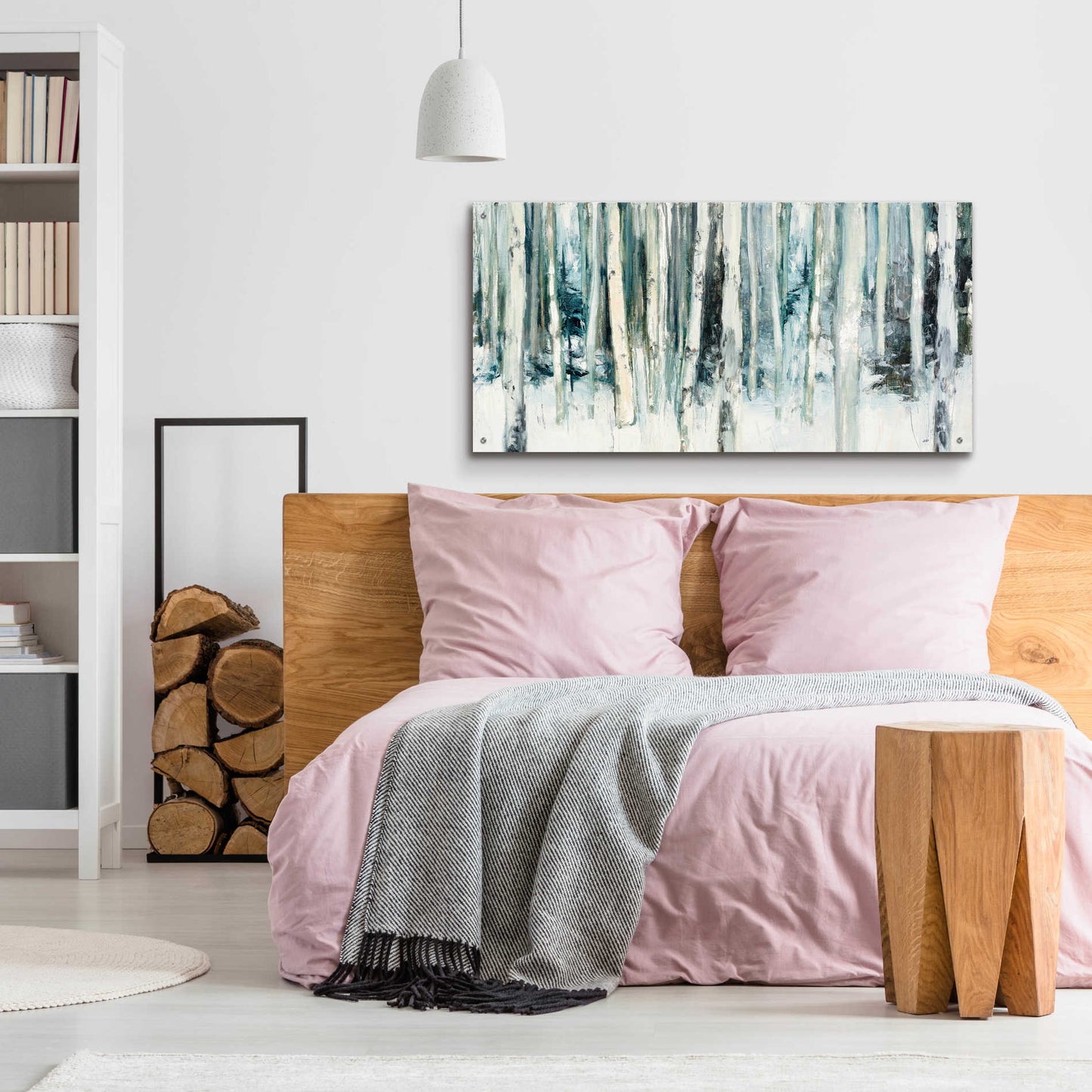 Epic Art 'Winter Woods III Light Trees' by Julia Purinton, Acrylic Glass Wall Art,48x24