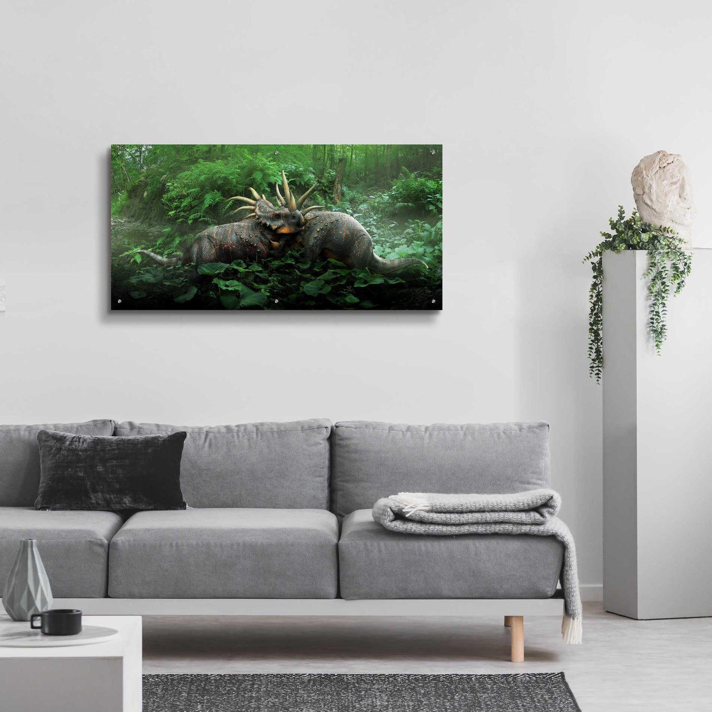 Epic Art 'Dueling Styracosurus,' Acrylic Glass Wall Art,48x24