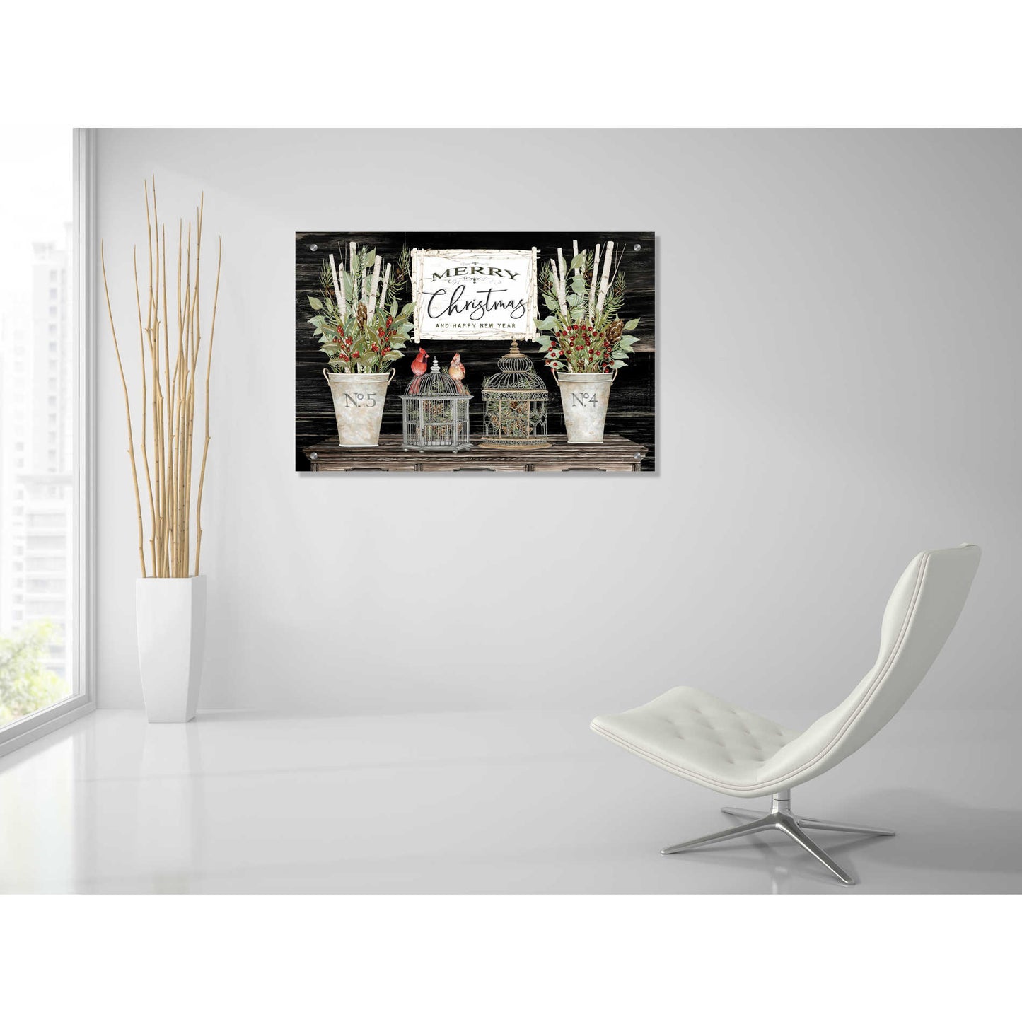 Epic Art 'Floral Merry Christmas' by Cindy Jacobs, Acrylic Glass Wall Art,36x24