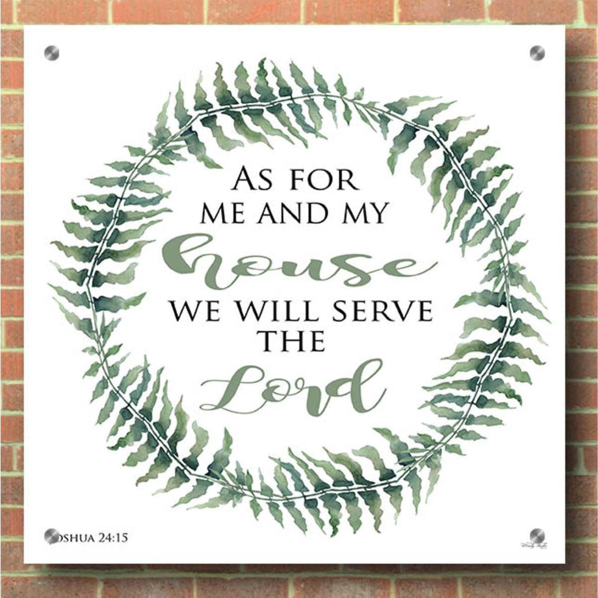 Epic Art 'As For Me and My House Wreath' by Cindy Jacobs, Acrylic Glass Wall Art,36x36