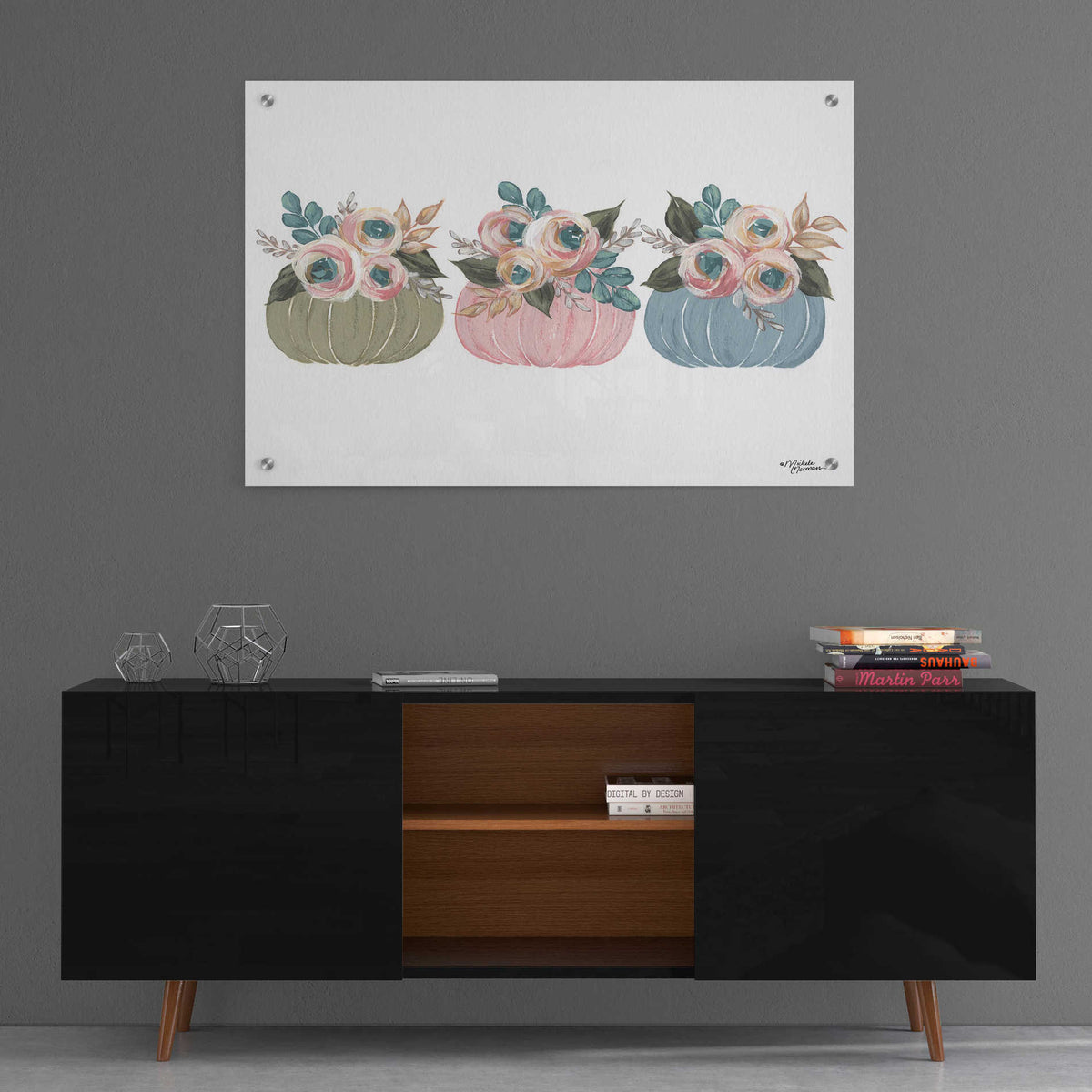 Epic Art 'Pumpkin Trio' by Michele Norman, Acrylic Glass Wall Art,36x24
