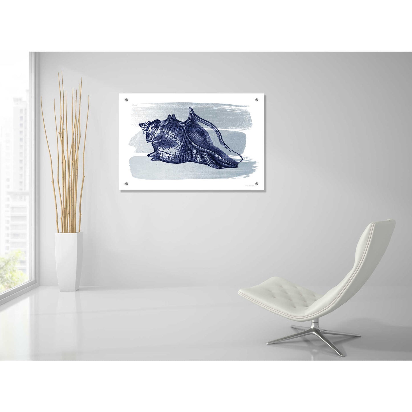 Epic Art 'Brushed Midnight Blue Seashell' by Bluebird Barn, Acrylic Glass Wall Art,36x24