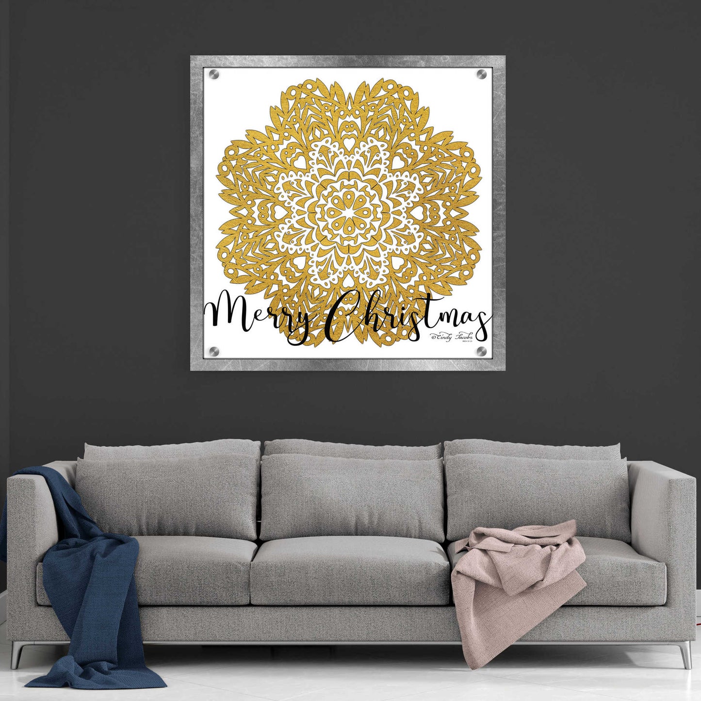 Epic Art 'Merry Christmas Mandala' by Cindy Jacobs, Acrylic Glass Wall Art,36x36