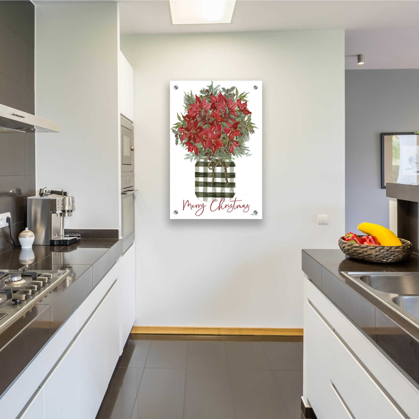 Epic Art 'Merry Christmas Poinsettia' by Cindy Jacobs, Acrylic Glass Wall Art,24x36