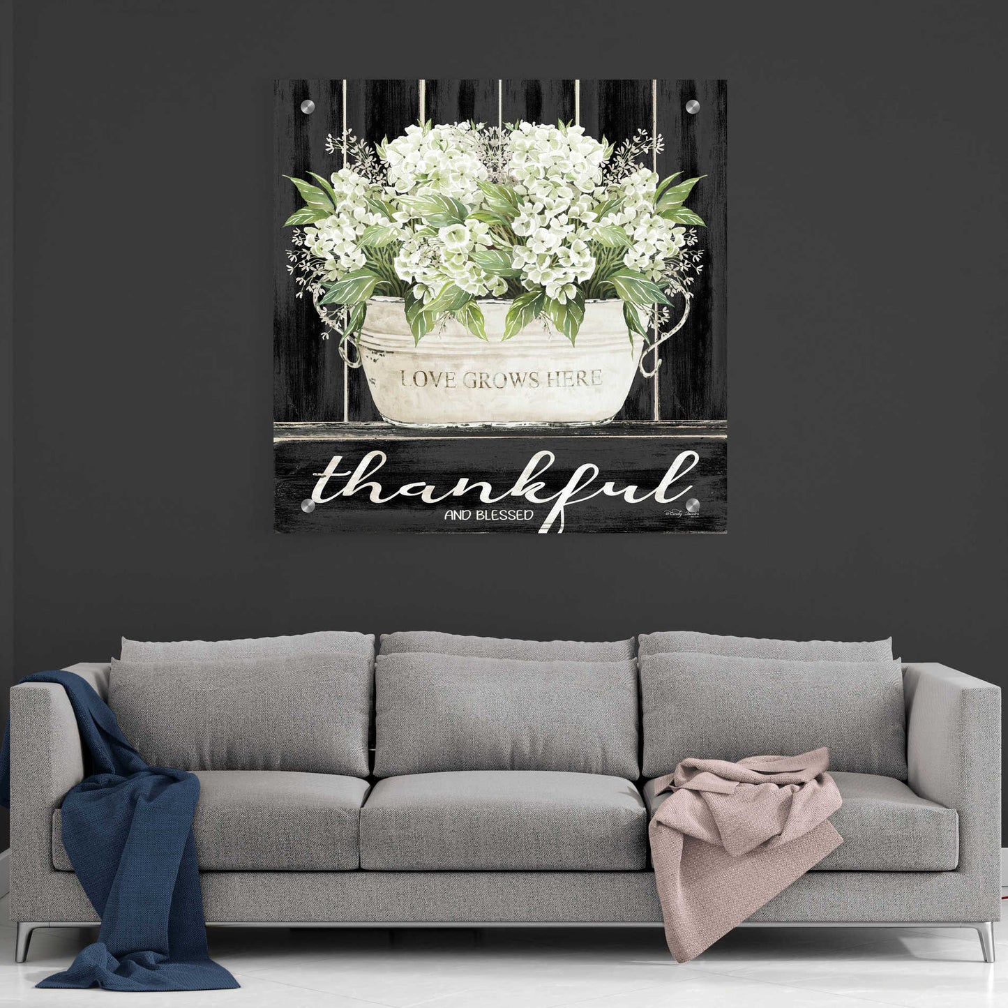 Epic Art 'Thankful & Blessed' by Cindy Jacobs, Acrylic Glass Wall Art,36x36