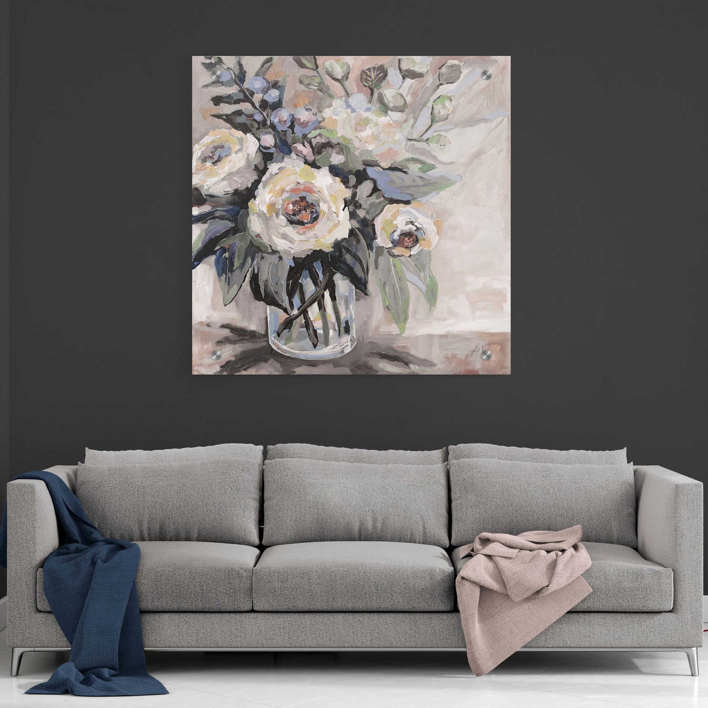 Epic Art 'Delighted Greige' by Jeanette Vertentes, Acrylic Glass Wall Art,36x36