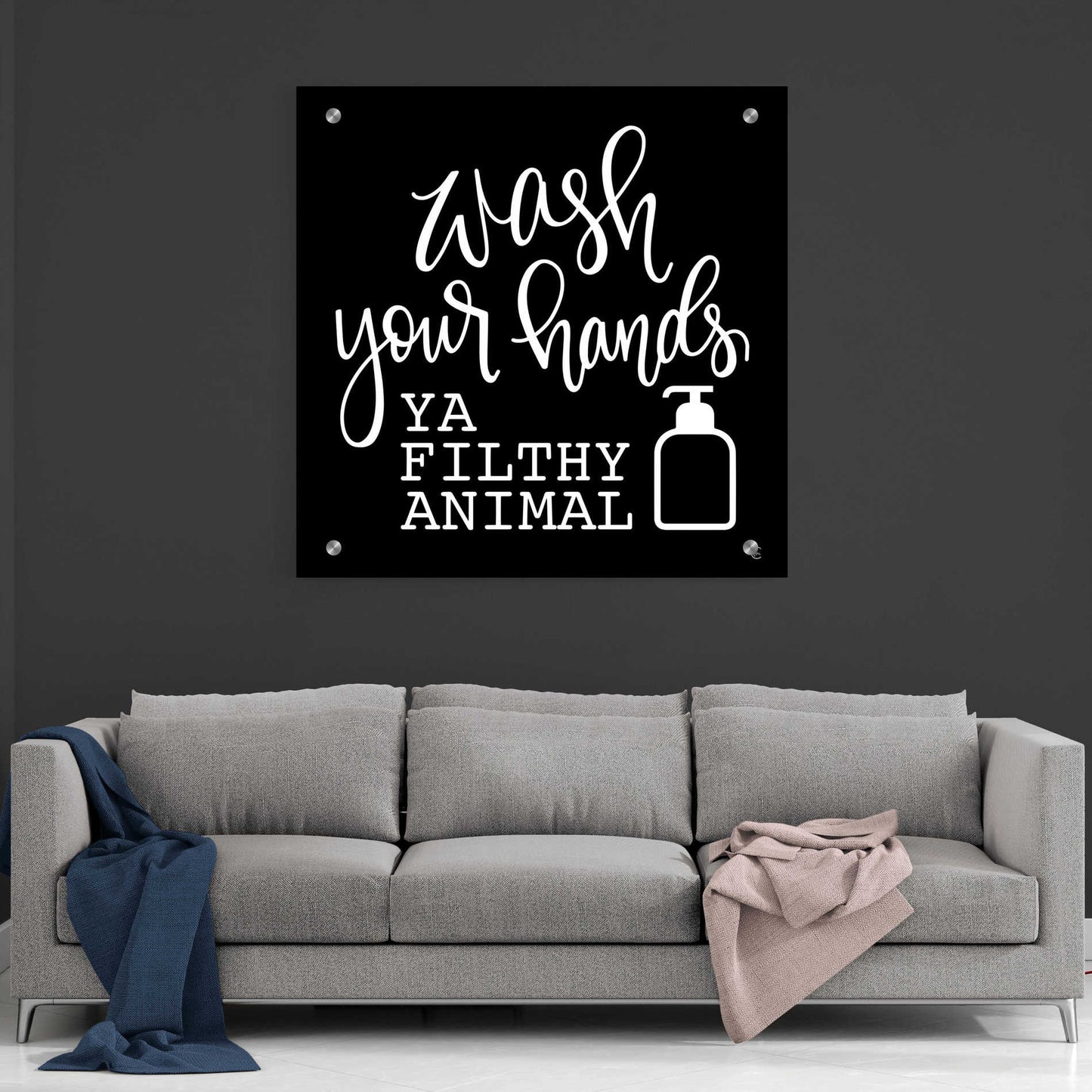 Epic Art 'Wash Your Hands' by Fearfully Made Creations, Acrylic Glass Wall Art,36x36