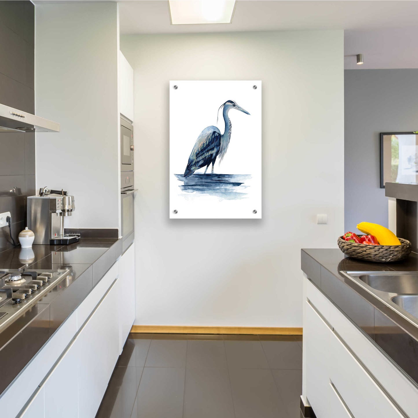 Epic Art 'Azure Heron II' by Grace Popp, Acrylic Glass Wall Art,24x36